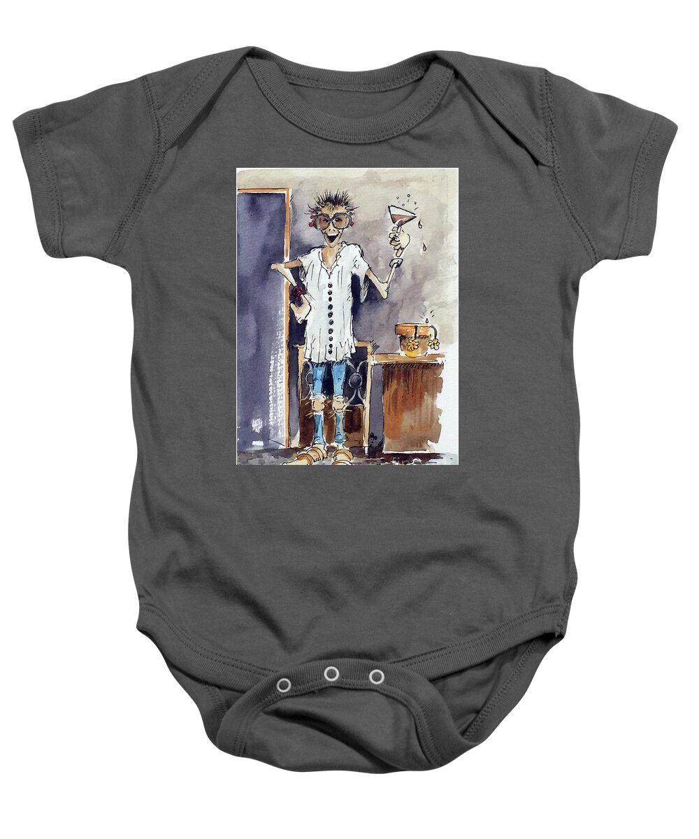 A Cartoon Of A Friend Baby Onesie featuring the painting Diane Pefley by Monte Toon