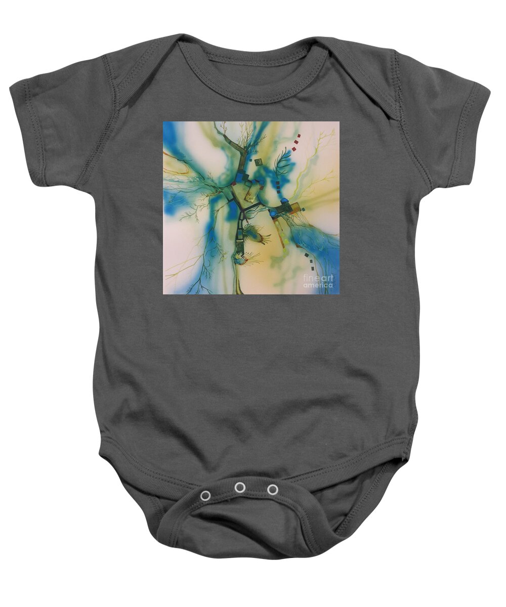 Abstract Baby Onesie featuring the painting Digitalized Vegetation by Donna Acheson-Juillet