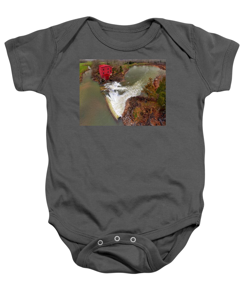 Red Baby Onesie featuring the photograph Dillards MIll State Historic Site by Robert Charity