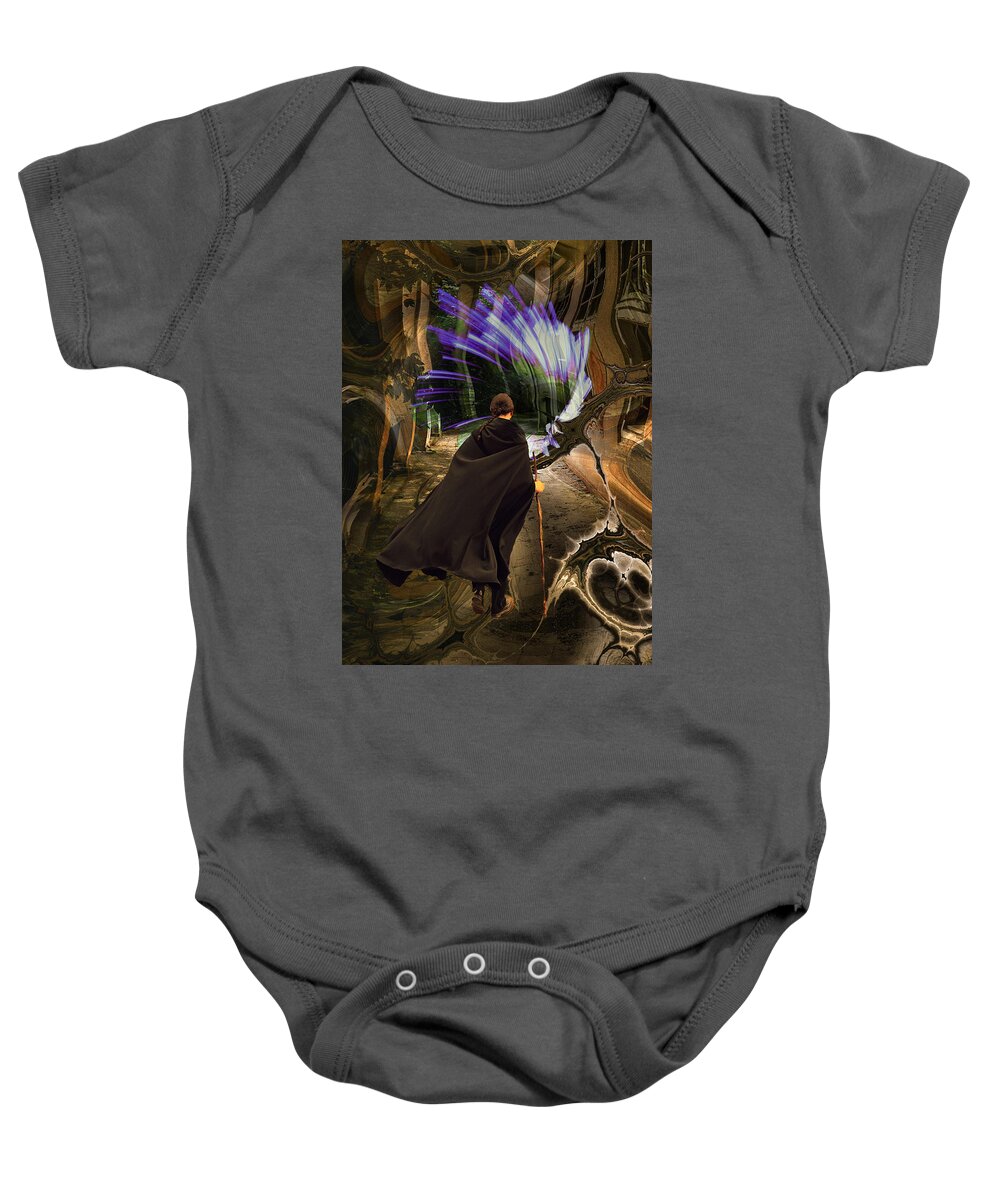 Dimension Baby Onesie featuring the digital art Dimension Traveler 3 by Lisa Yount