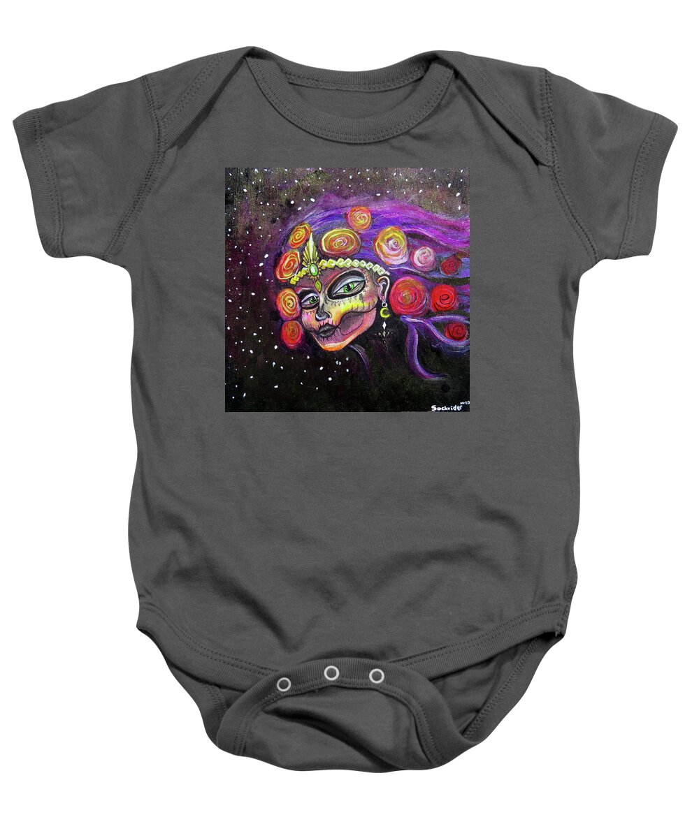 Dia Baby Onesie featuring the painting Dio de los Muertos Catrina3 by David Sockrider