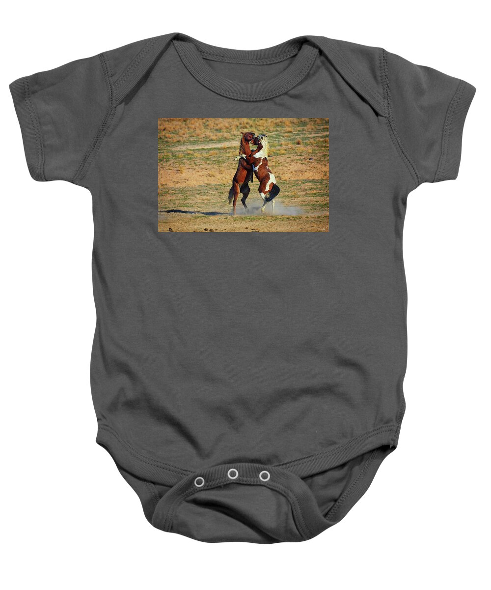 Onaqui Wild Horses Baby Onesie featuring the photograph Dirty Dancing by Greg Norrell
