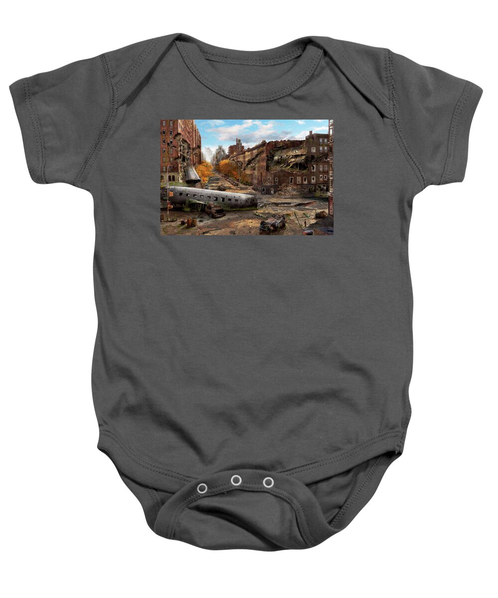 New York Baby Onesie featuring the photograph Disaster - New York, NY - No left turn on red by Mike Savad