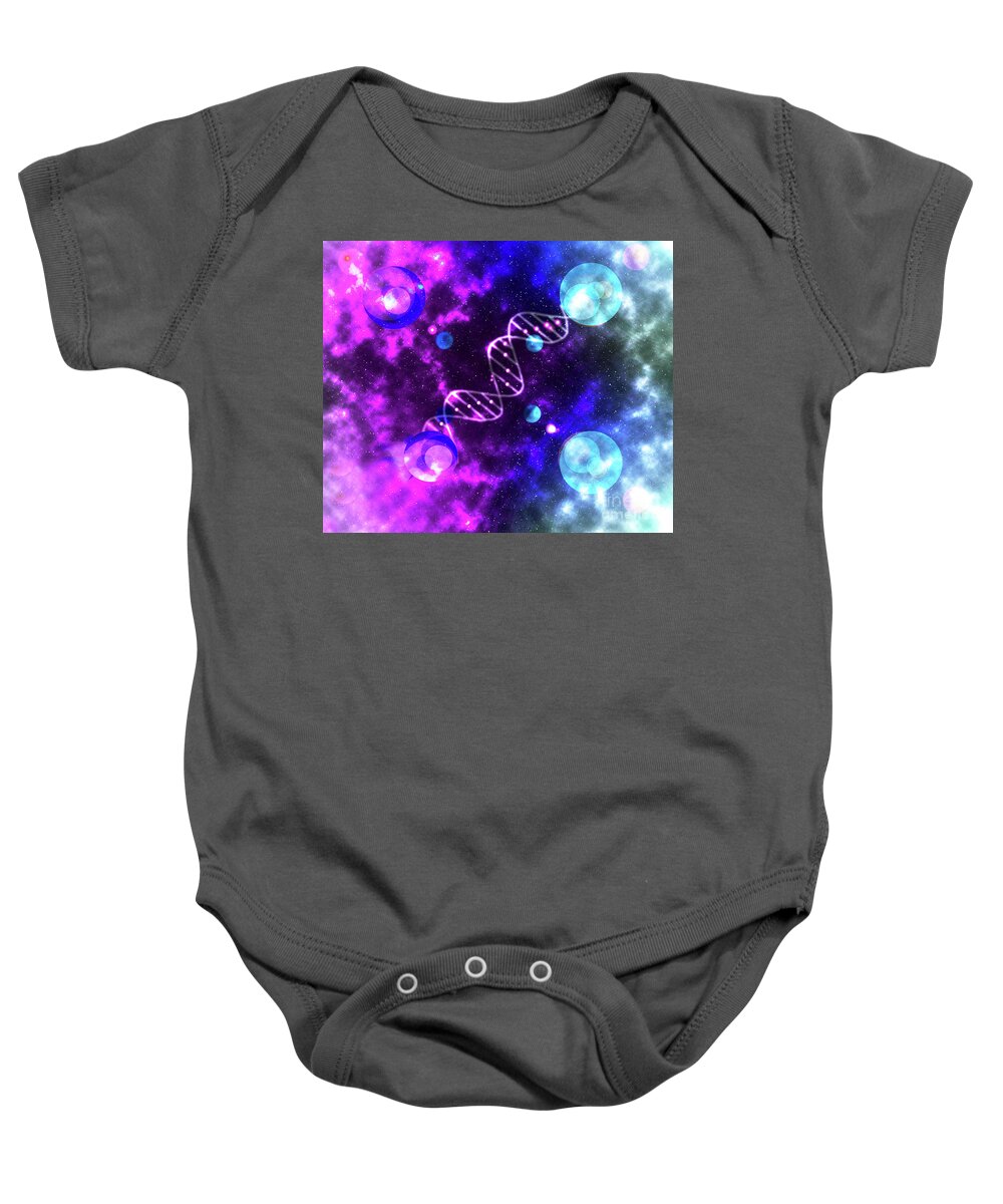 Abstract Baby Onesie featuring the digital art DNA Birth by Timothy OLeary