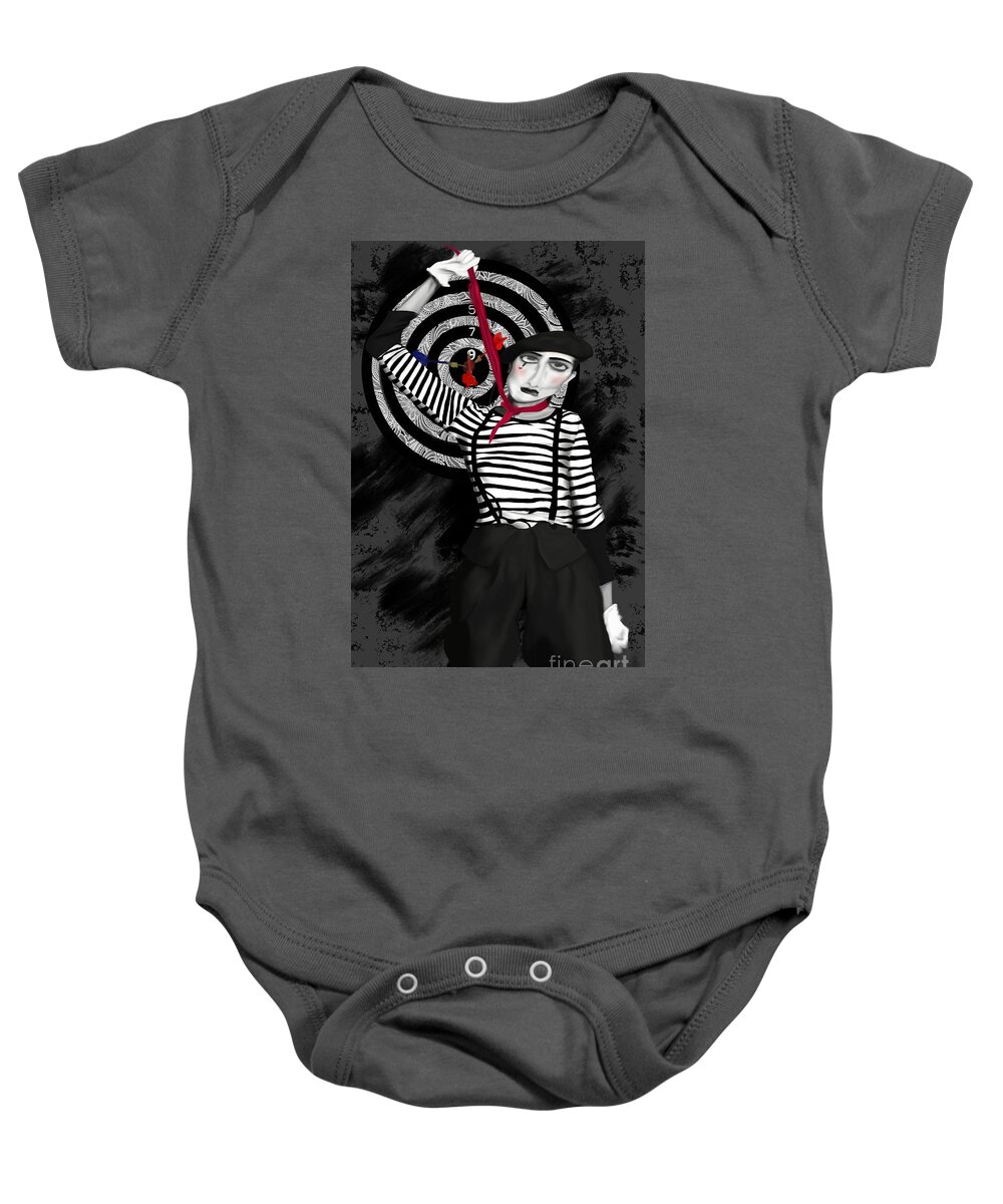 Mime Baby Onesie featuring the mixed media Dont hang yourself by Bless Misra