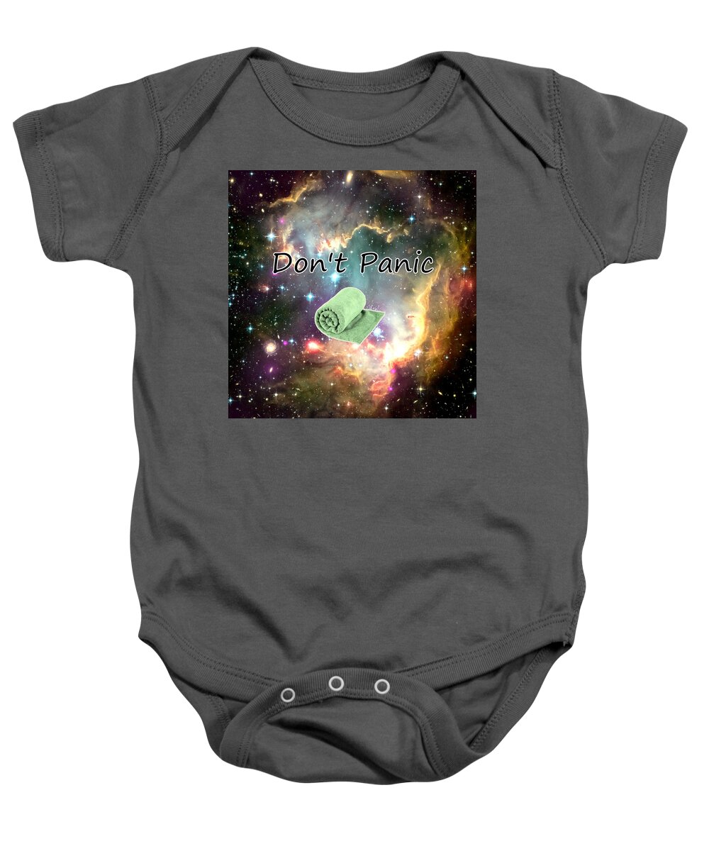 Guide Baby Onesie featuring the mixed media Don't Panic by Anastasiya Malakhova