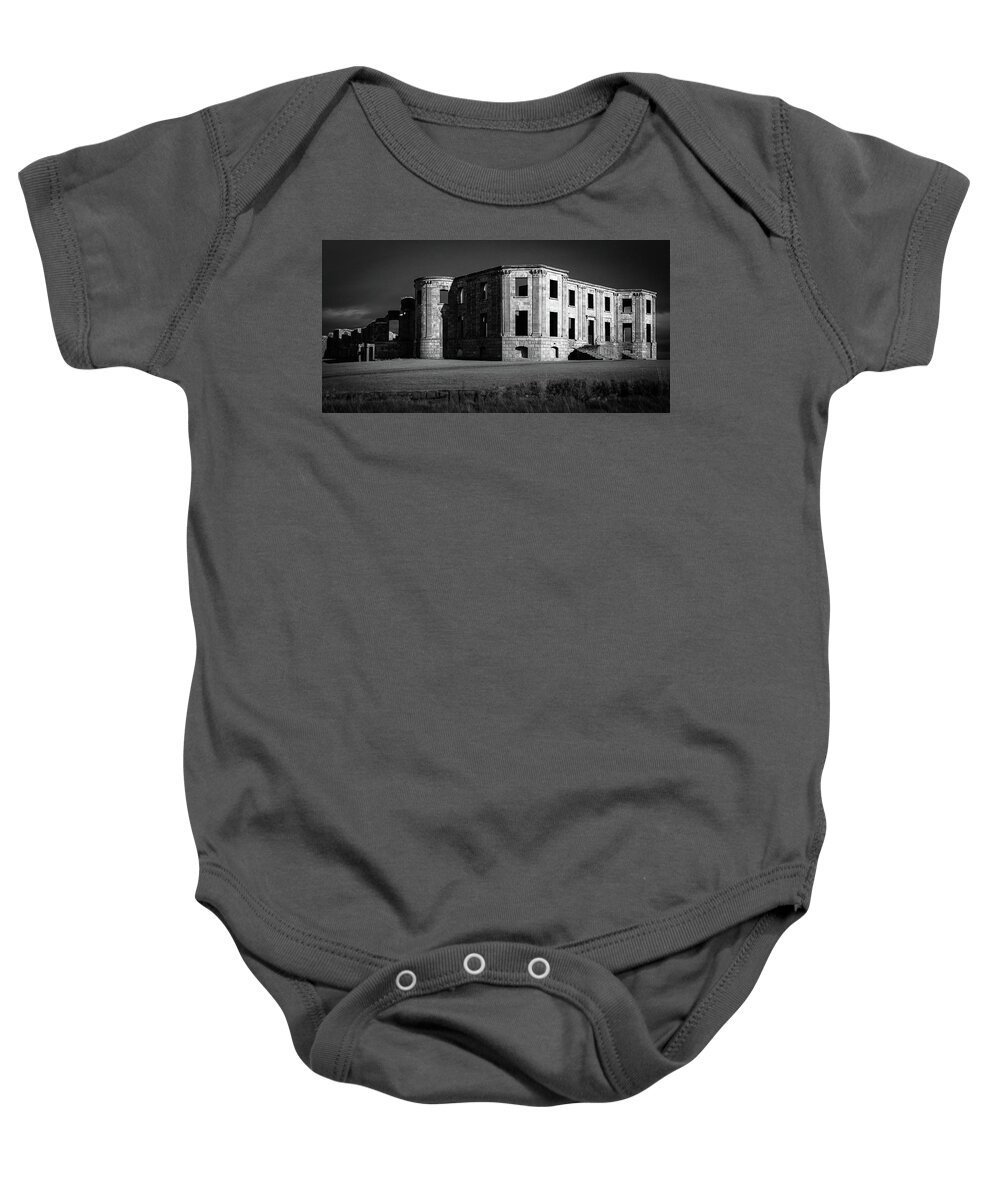 Downhillhouse Baby Onesie featuring the photograph Downhill Demesne Contrast by Vicky Edgerly