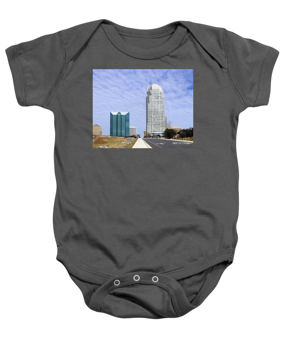 Bb&t Building Baby Onesie featuring the photograph Downtown Winston Salem 1407 by Jack Schultz