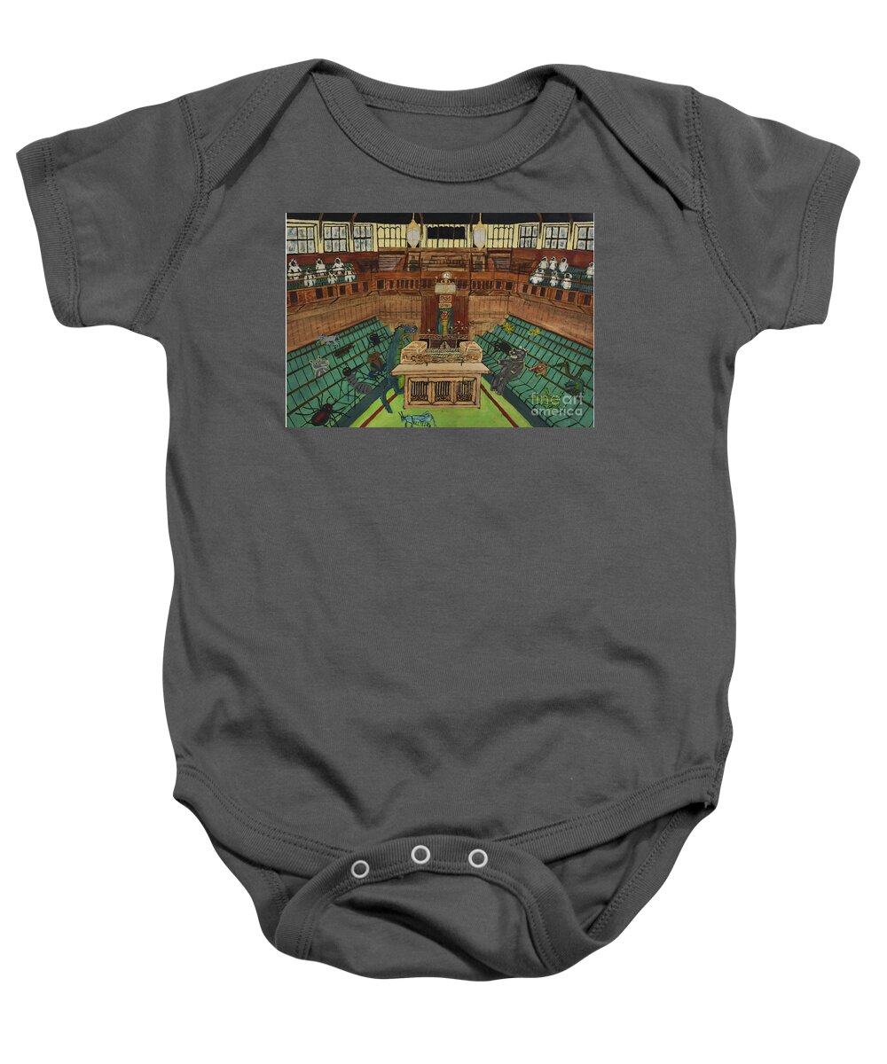 Parliament Baby Onesie featuring the painting Drain the Swamp by David Westwood