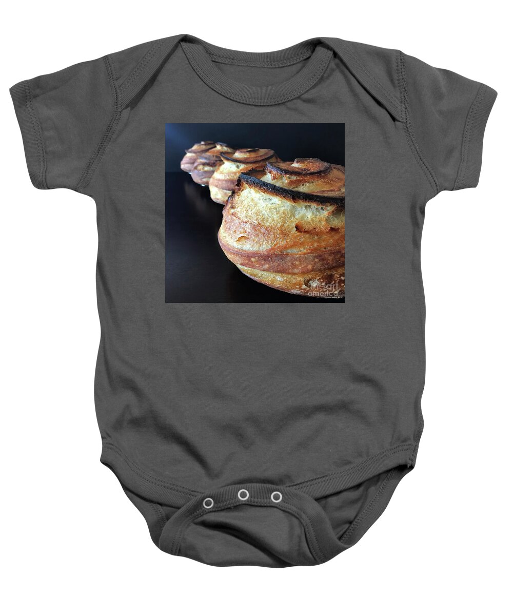 Bread Baby Onesie featuring the photograph Dramatic Spiral Sourdough Quartet 8 by Amy E Fraser