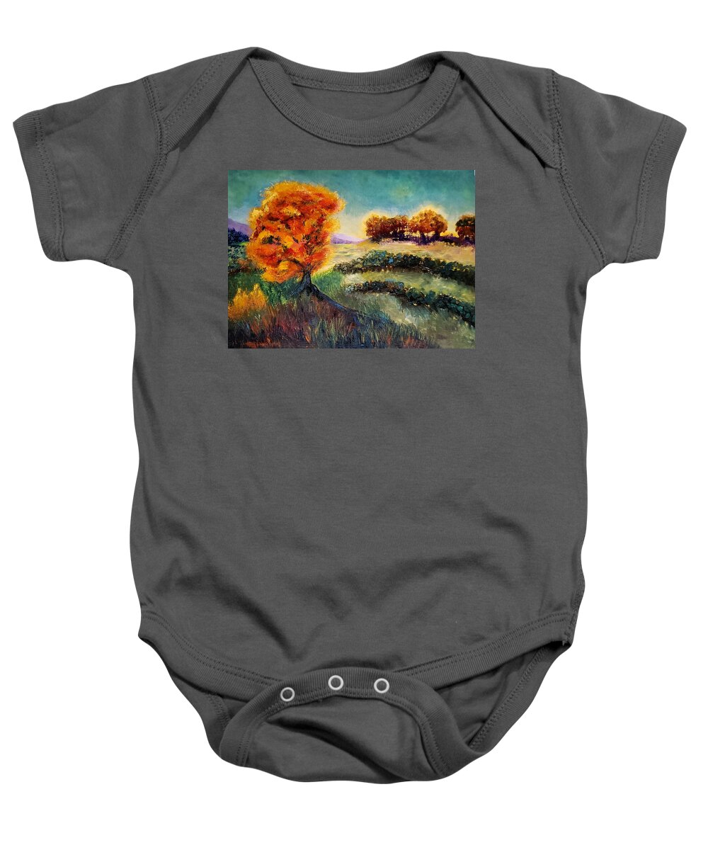  Landscape Baby Onesie featuring the painting Dreaming in Color by Kim Shuckhart Gunns