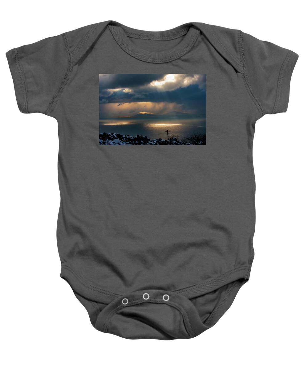 Howth Baby Onesie featuring the photograph Dublin Bay from Howth Summit - Winter 2010 by John Soffe