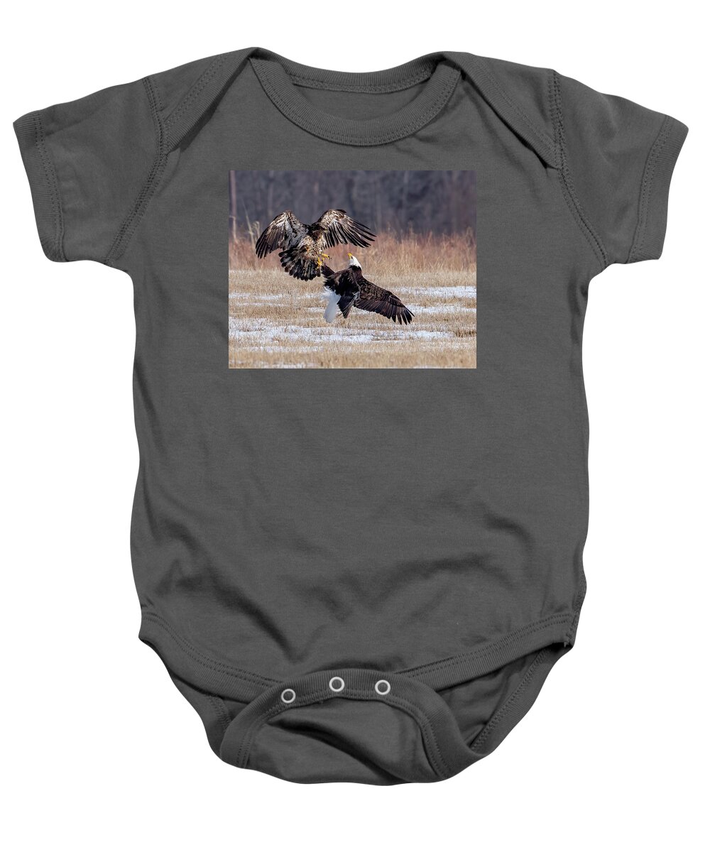 Eagle Baby Onesie featuring the photograph Dustup by Rod Best