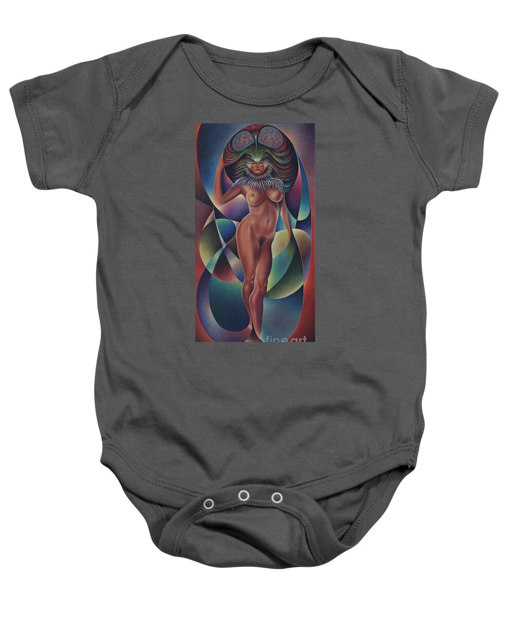 Queen Baby Onesie featuring the painting Dynamic Queen VII by Ricardo Chavez-Mendez