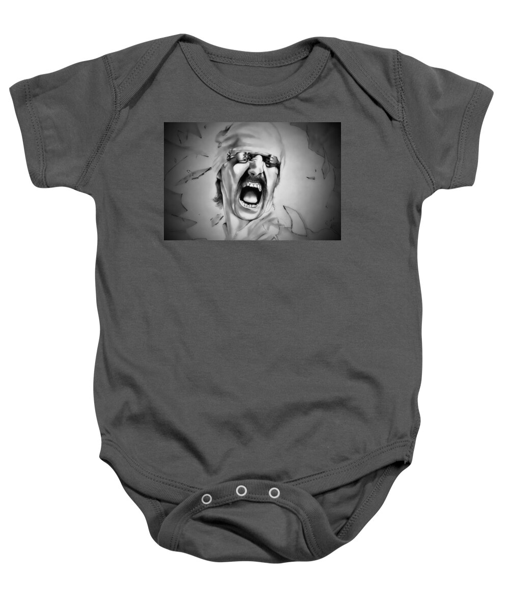 Scorpions Baby Onesie featuring the drawing Dynamite - Scorpions - Blackout Edition by Fred Larucci