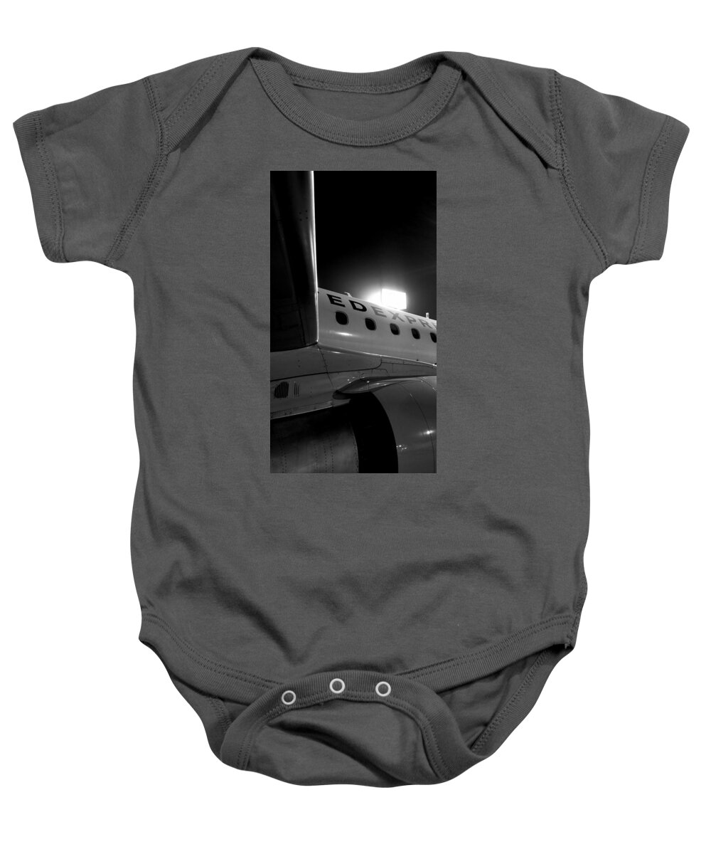 Airline Baby Onesie featuring the photograph E175 Waiting by Michael Hopkins