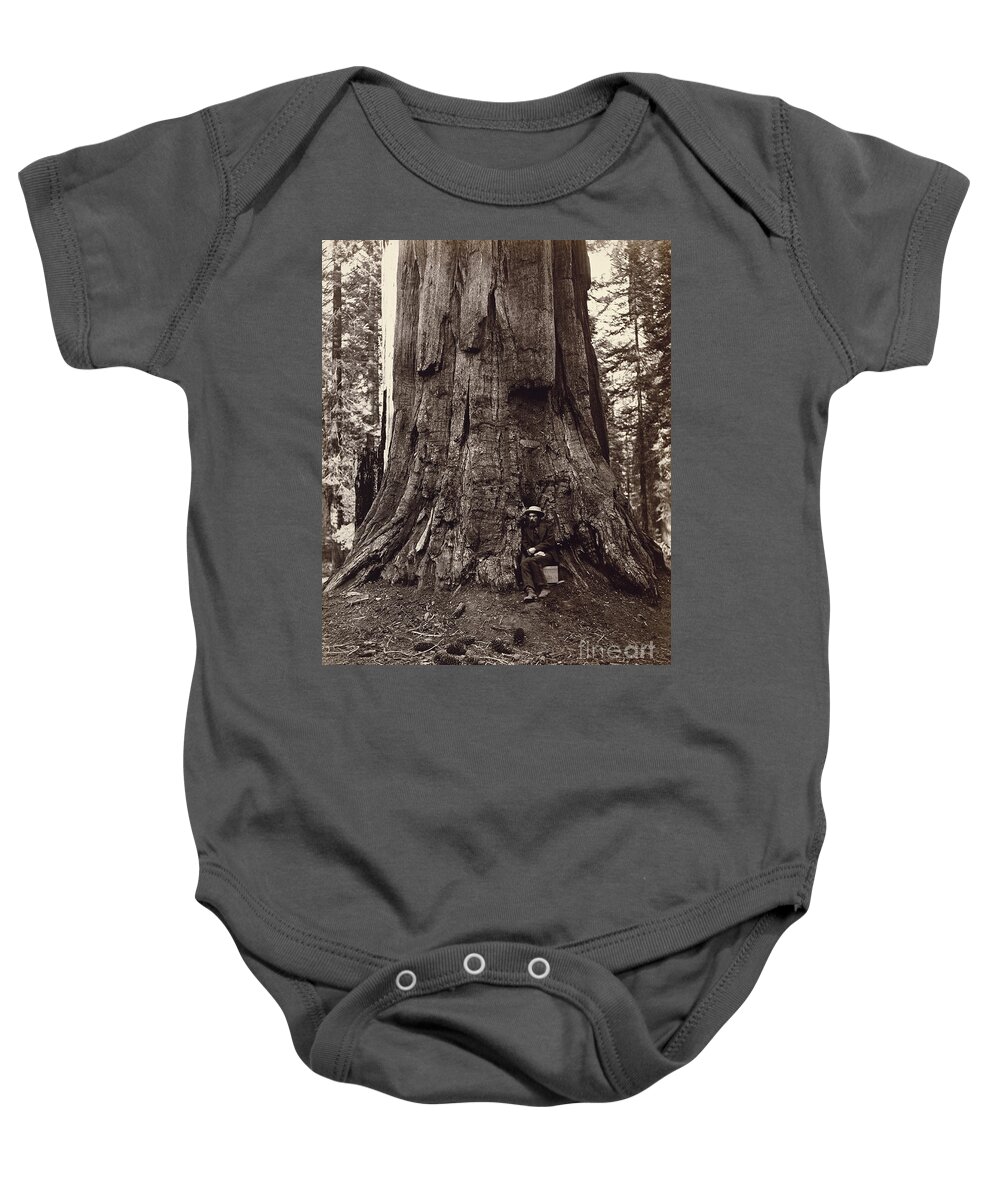 19th Baby Onesie featuring the photograph Eadweard Muybridge and General Grant Tree, c. 1864 by Getty Research Institute