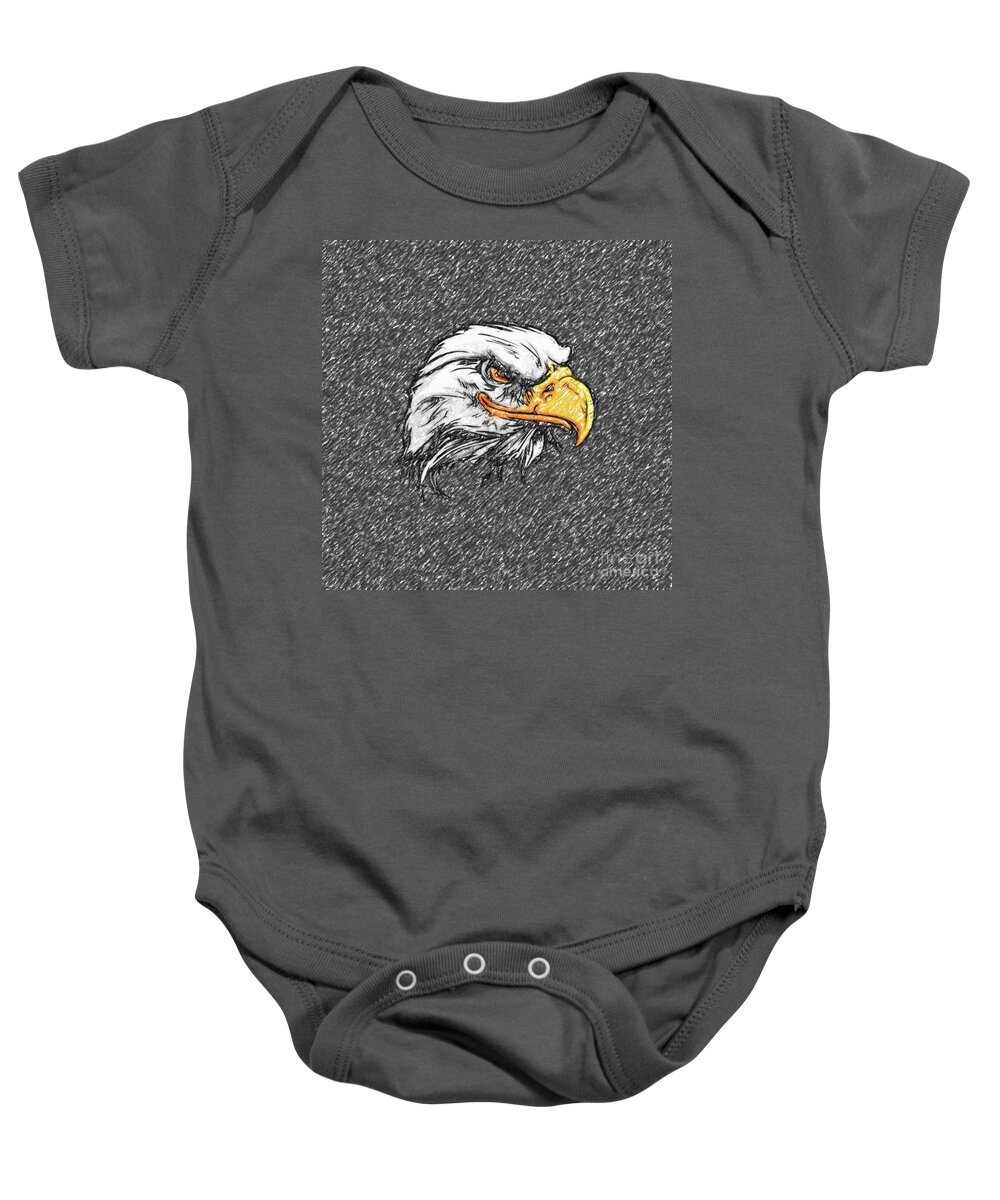 Eagle Baby Onesie featuring the drawing Eagle sketch by Darrell Foster