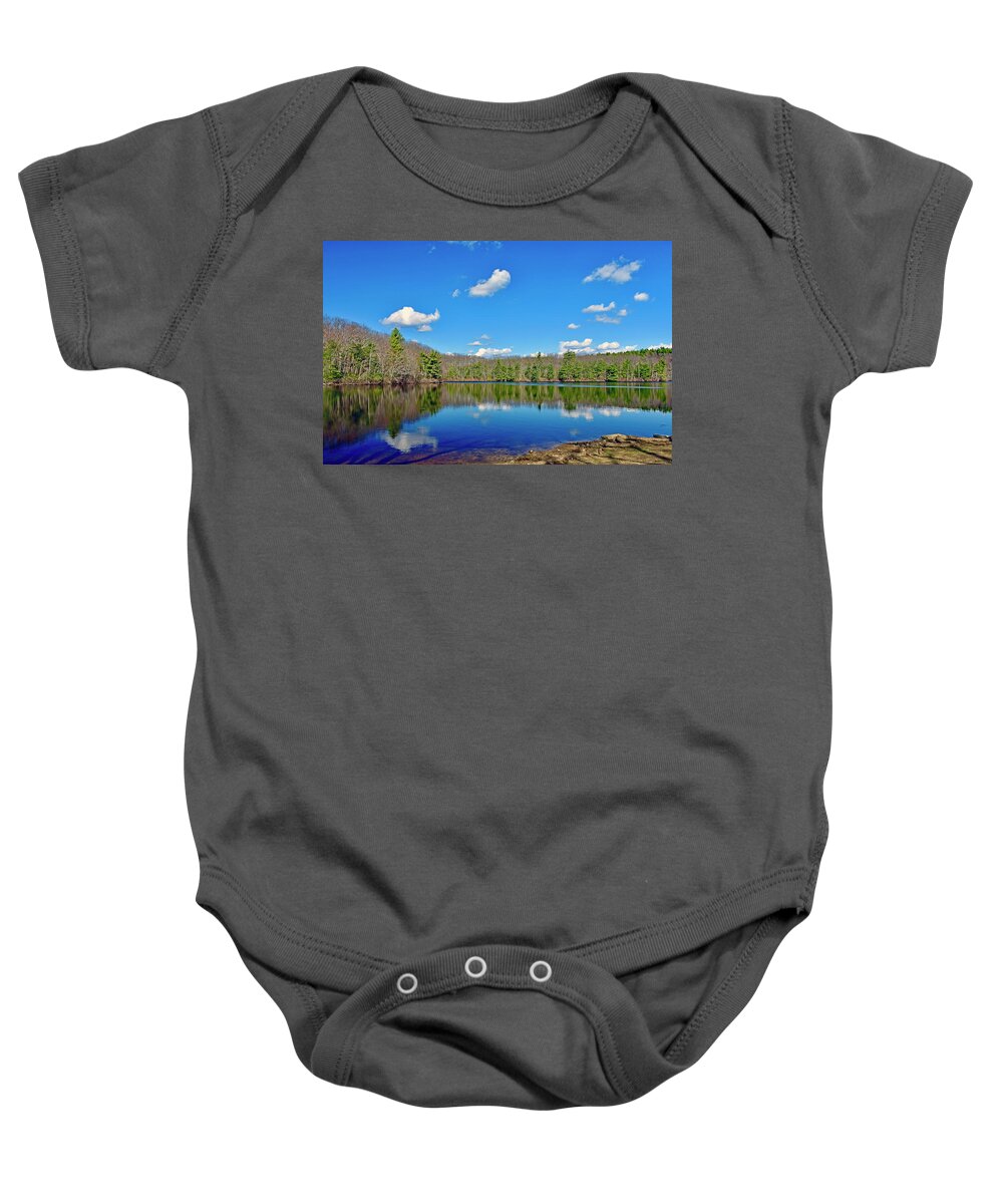 Eames Baby Onesie featuring the photograph Eames Pond Reflection by Monika Salvan