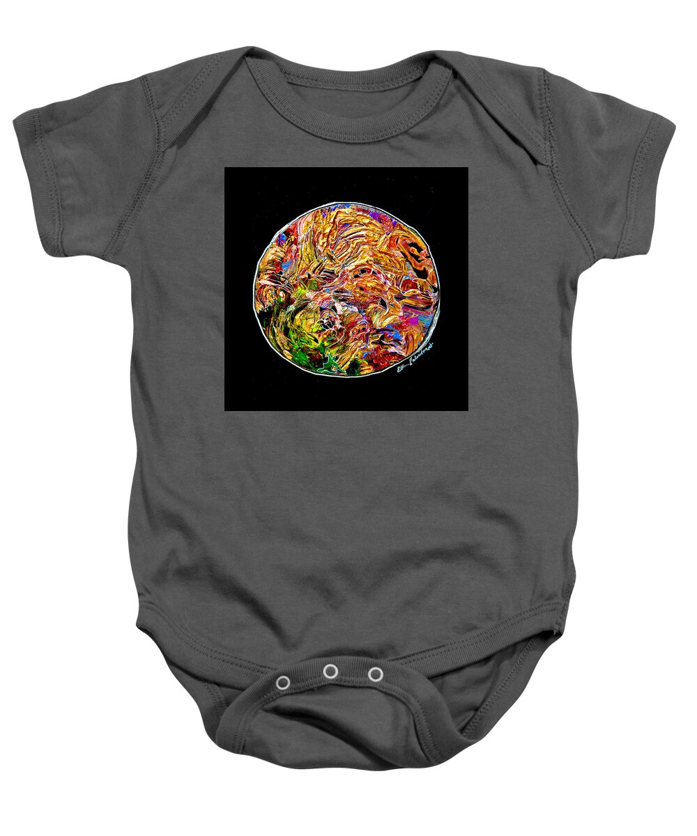 Wall Art Baby Onesie featuring the painting Earth Medalia in Motion  by Ellen Palestrant
