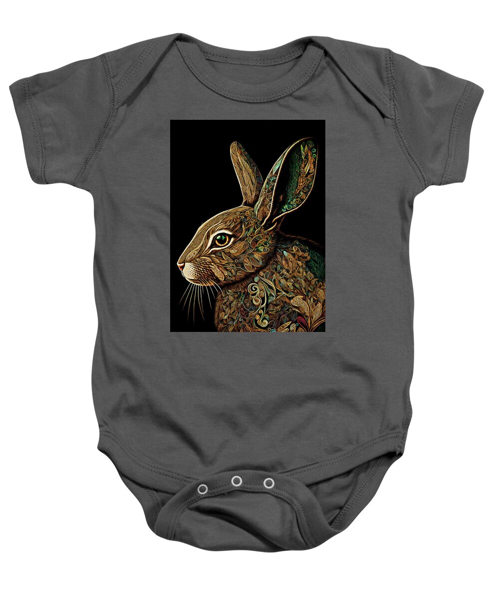 Rabbits Baby Onesie featuring the digital art Earthy Rabbit by Peggy Collins