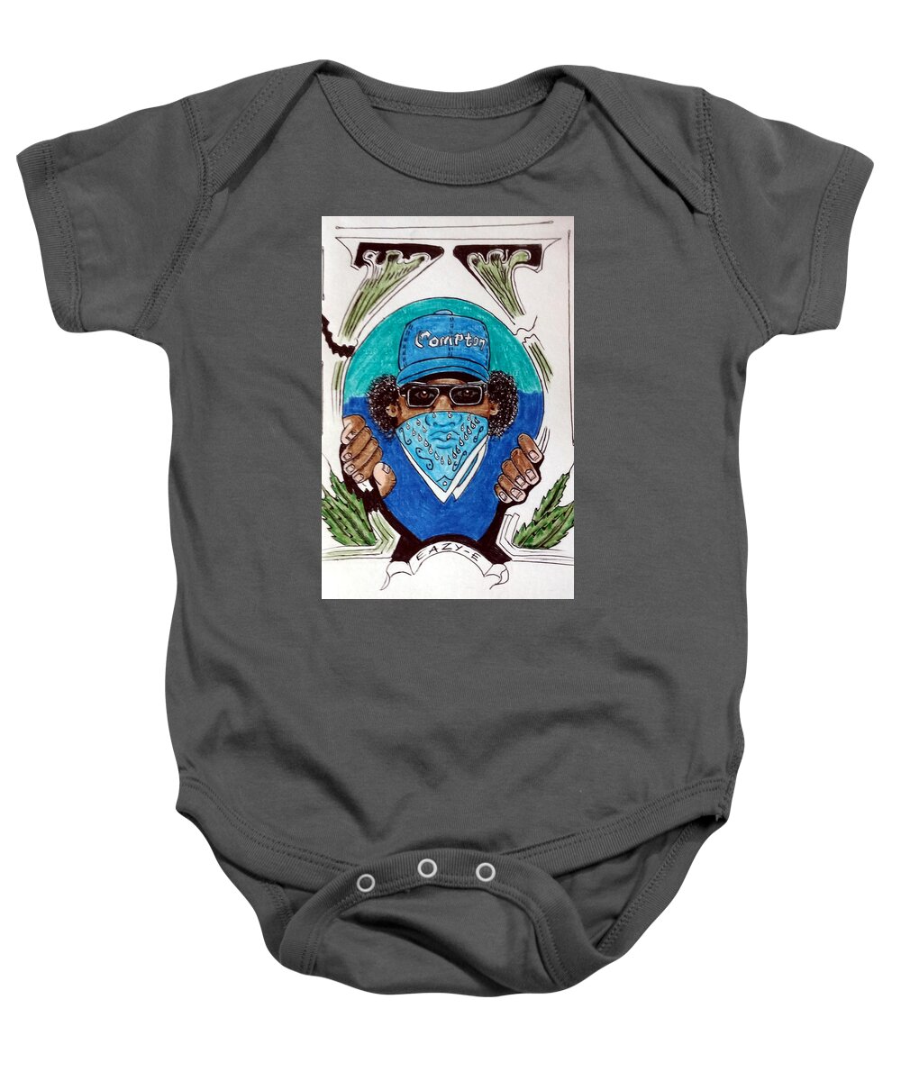 Black Art Baby Onesie featuring the drawing Eazy-E by Joedee
