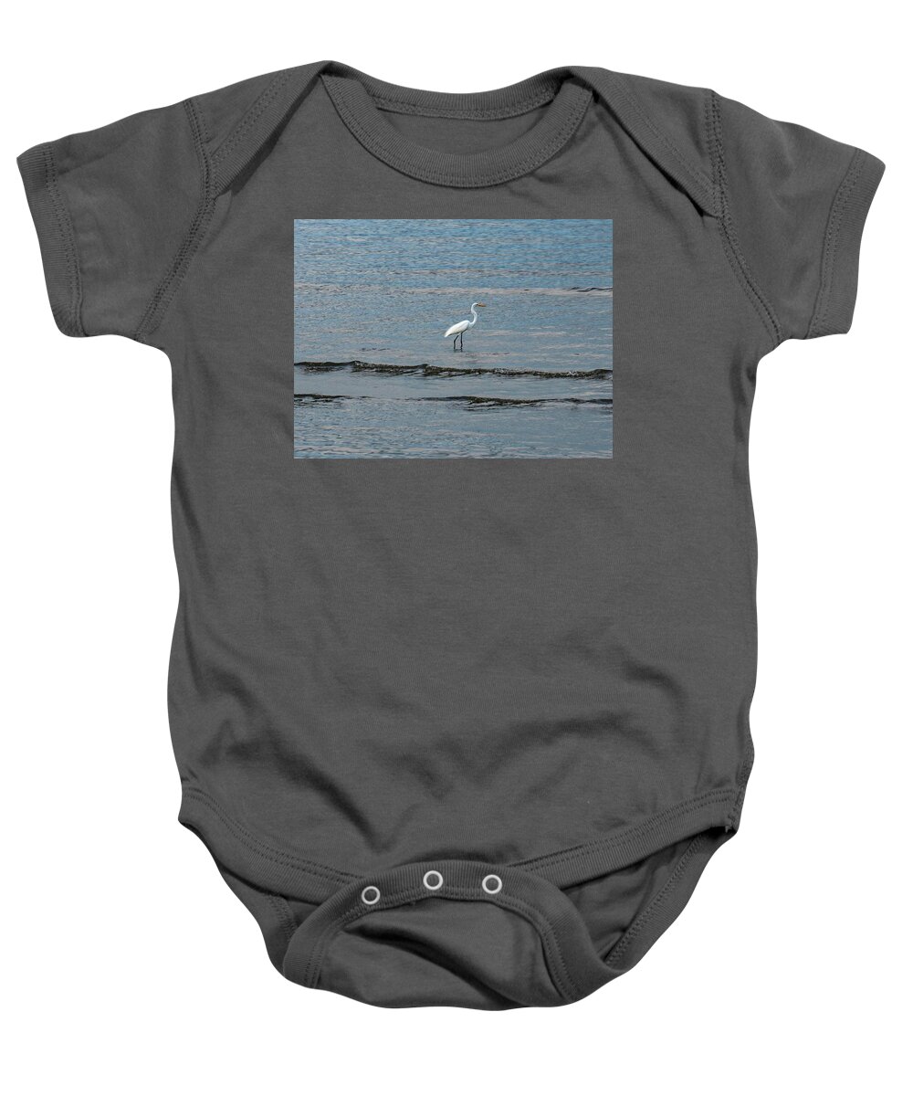 Bird Baby Onesie featuring the photograph Egret at Twilight by Leslie Struxness