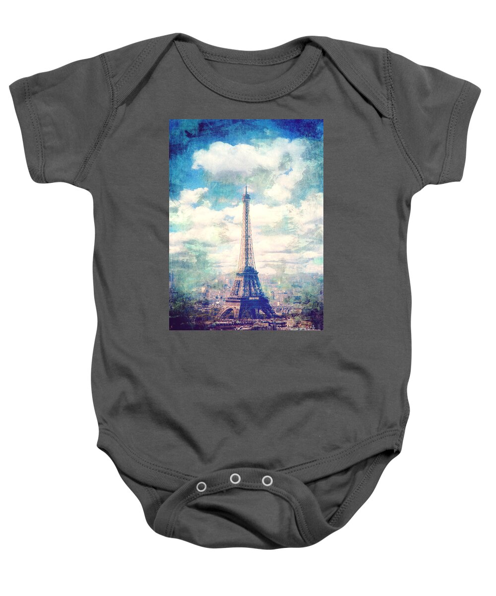 Eiffel Tower Baby Onesie featuring the digital art Eiffel Tower by Phil Perkins