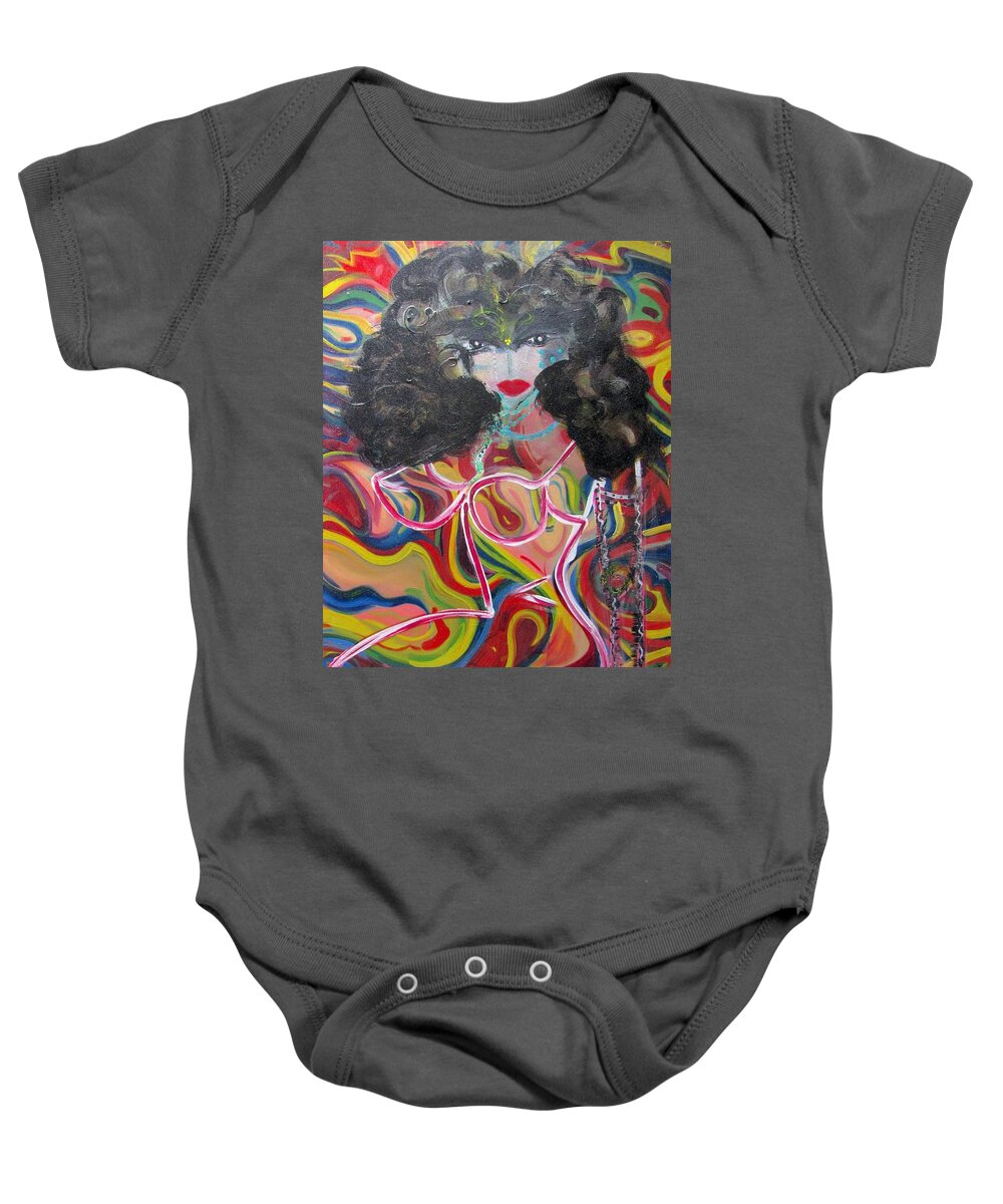 Psychedelic Baby Onesie featuring the painting Electric Lady by Leslie Porter