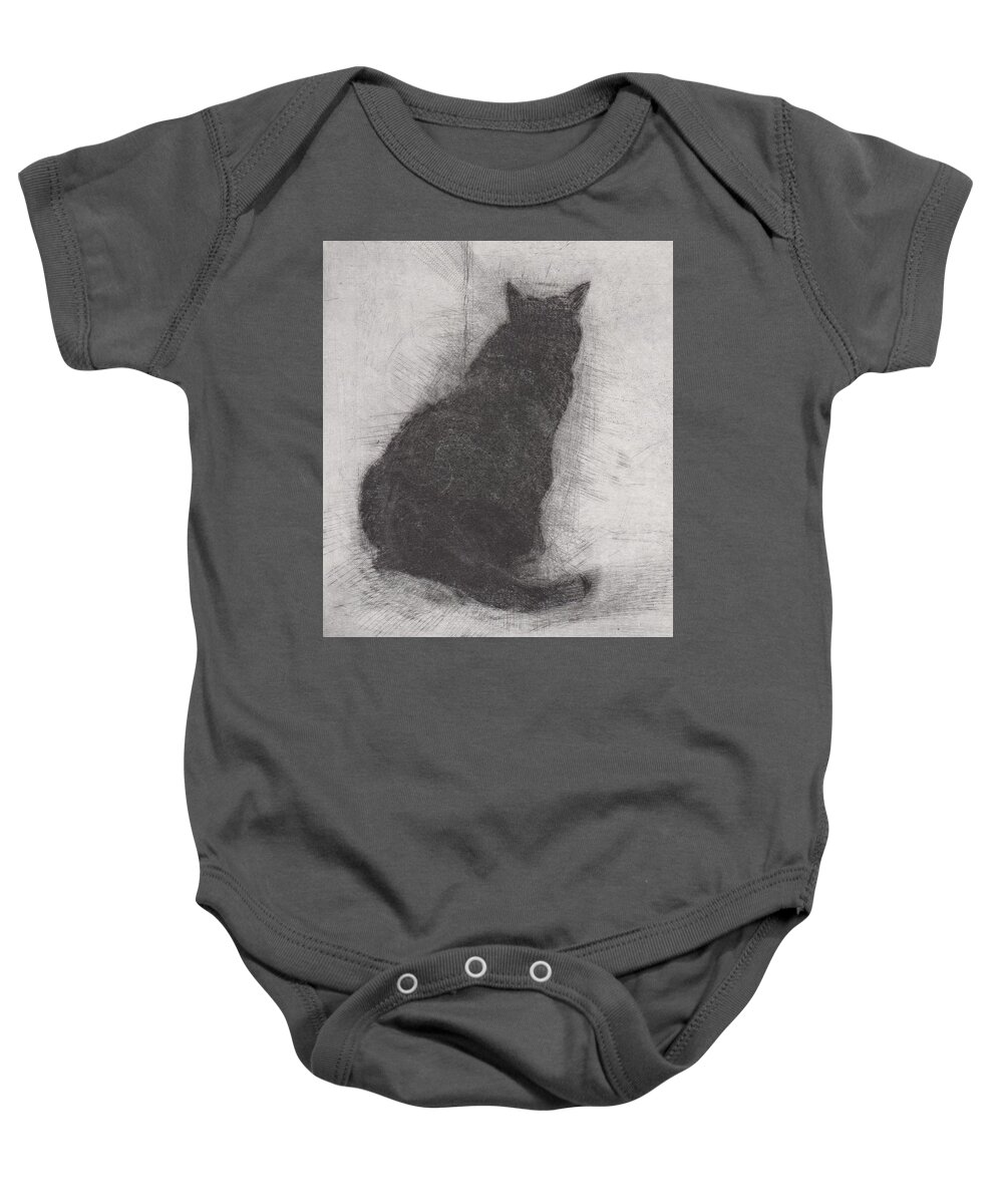 Cat Baby Onesie featuring the drawing Ellen Peabody Endicott - etching - cropped version by David Ladmore