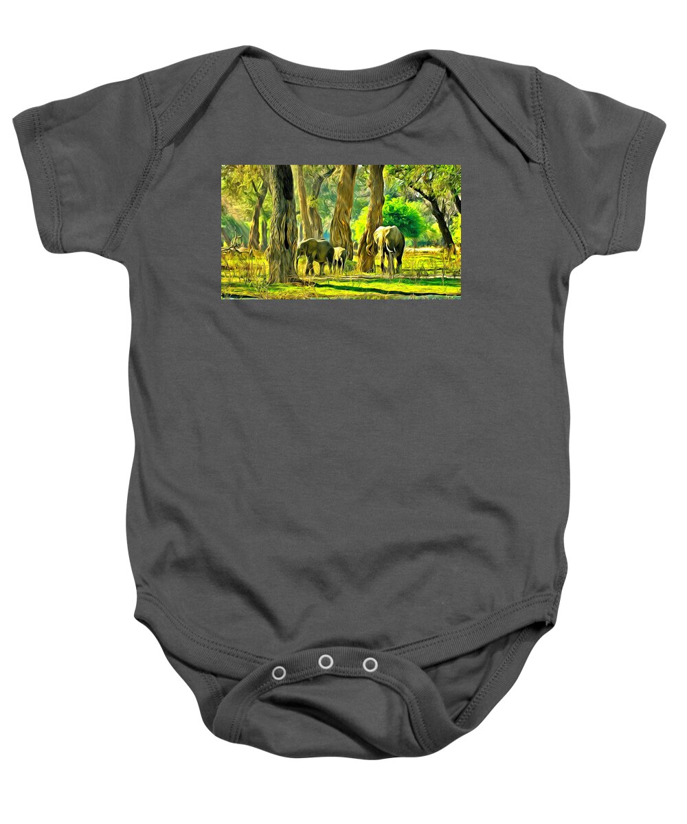 Elle's Home Baby Onesie featuring the painting Elle's Home by Harry Warrick