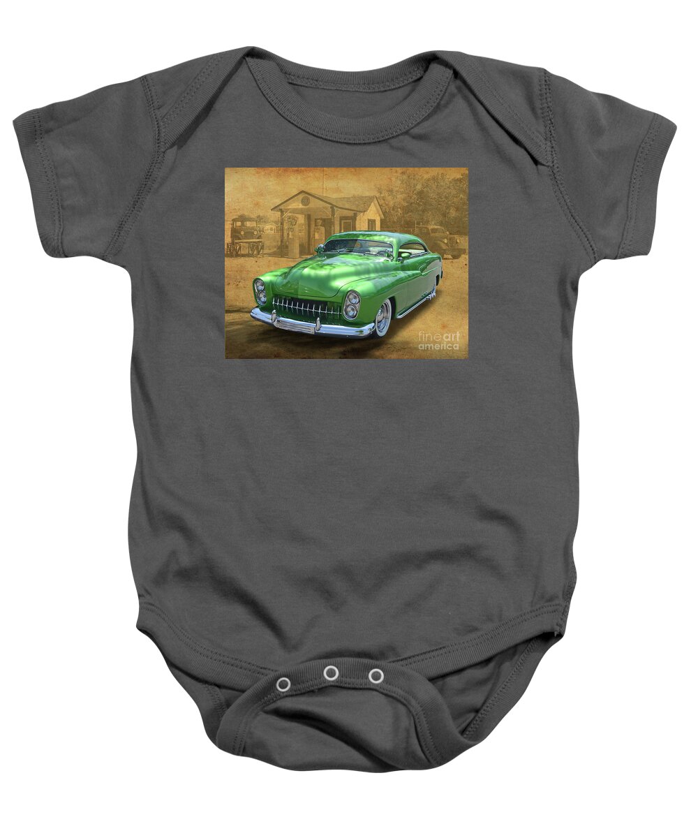 Emerald Baby Onesie featuring the photograph Emerald Green Lead Sled by Ron Long