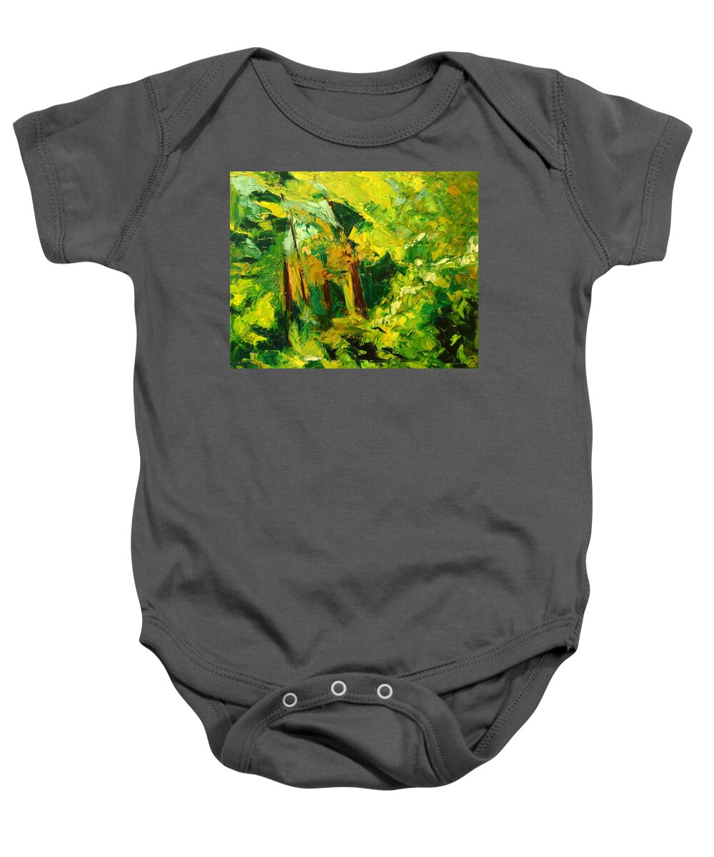 Enchanted Forest Baby Onesie featuring the painting Enchanted Forest by Therese Legere
