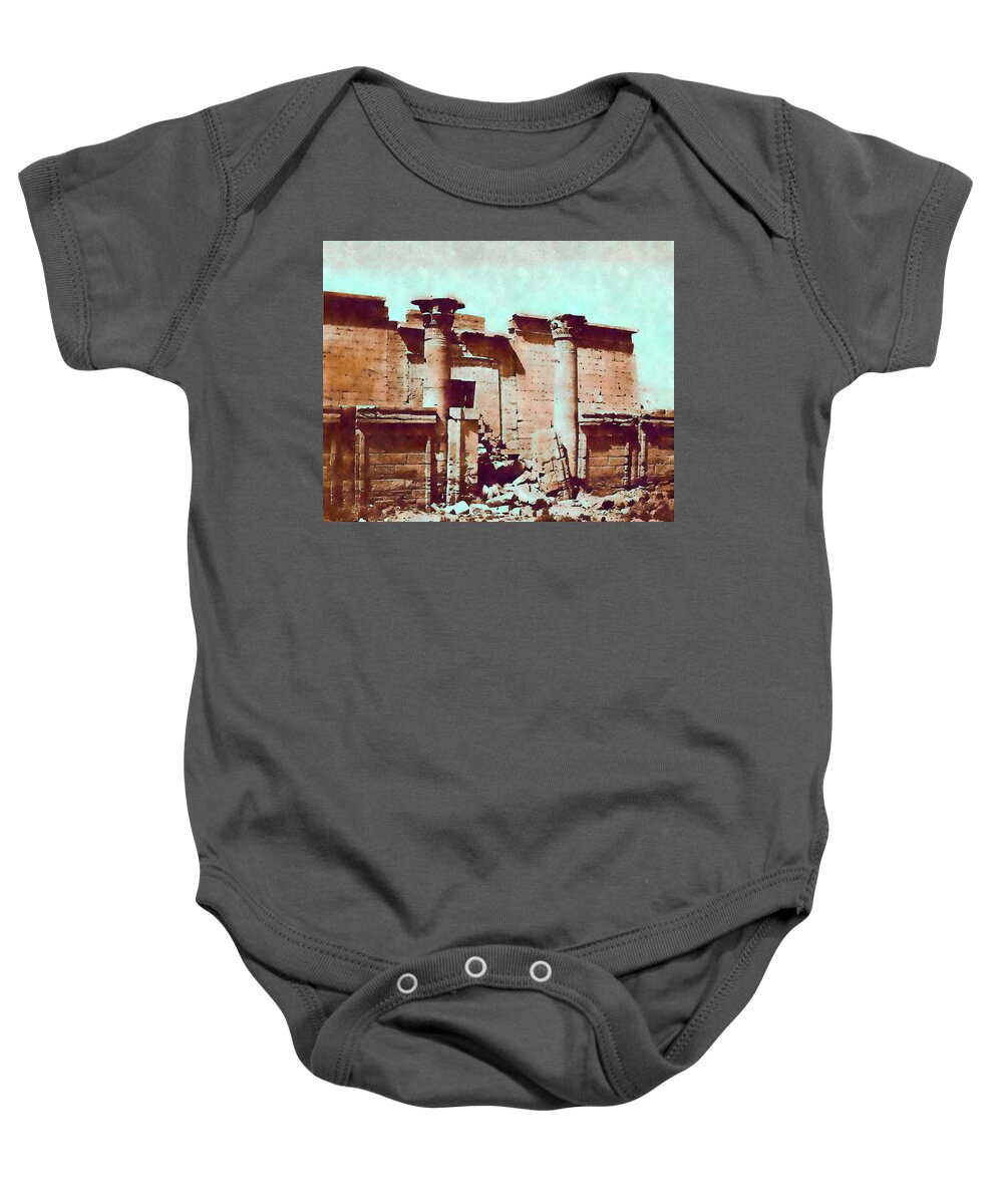 Egypt Baby Onesie featuring the photograph Entrance Temple of Ramses III Thebes Egypt by DK Digital