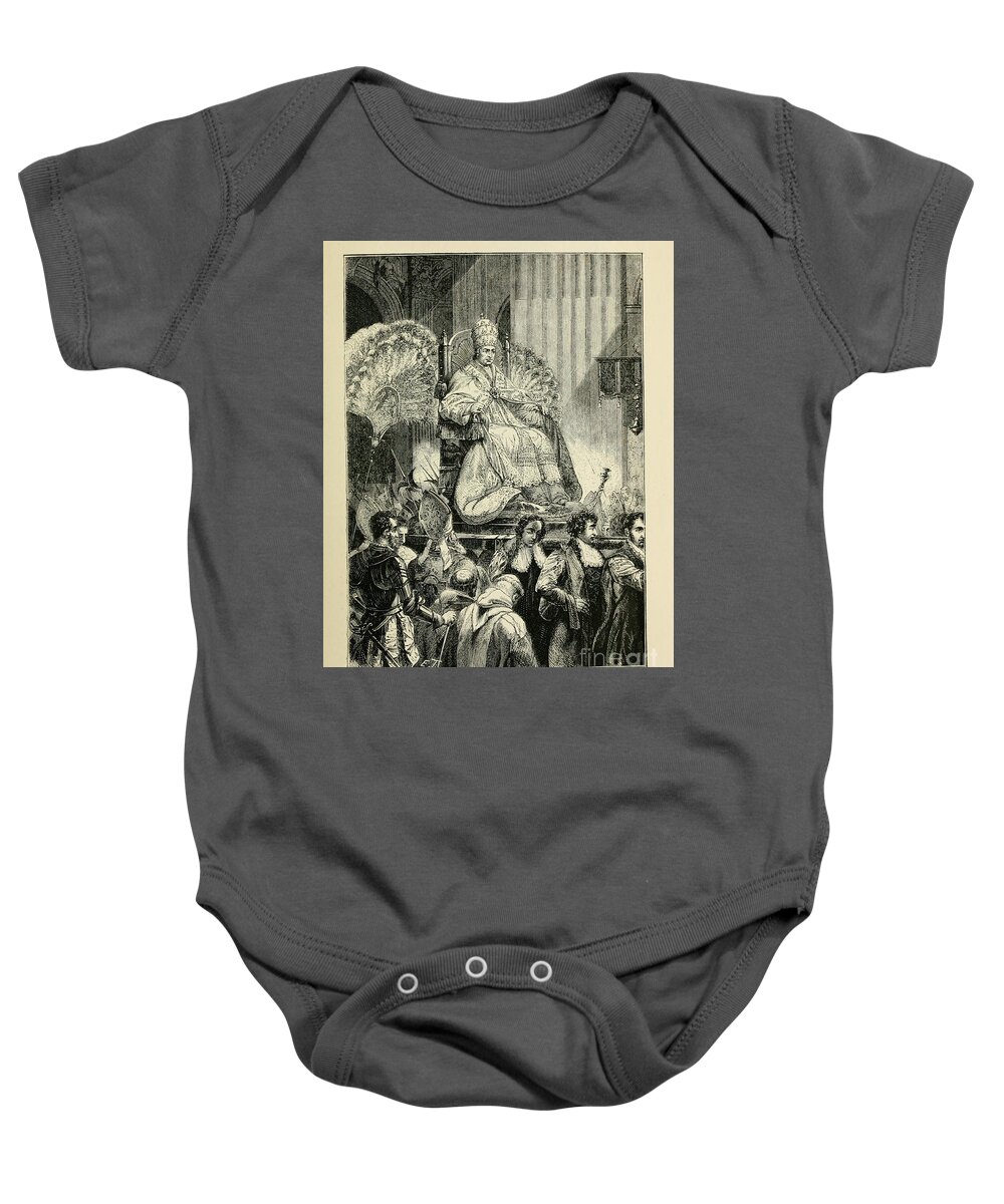 Exaltation Baby Onesie featuring the drawing Exaltation of Pope Pius IX 1872 z1 by Historic illustrations