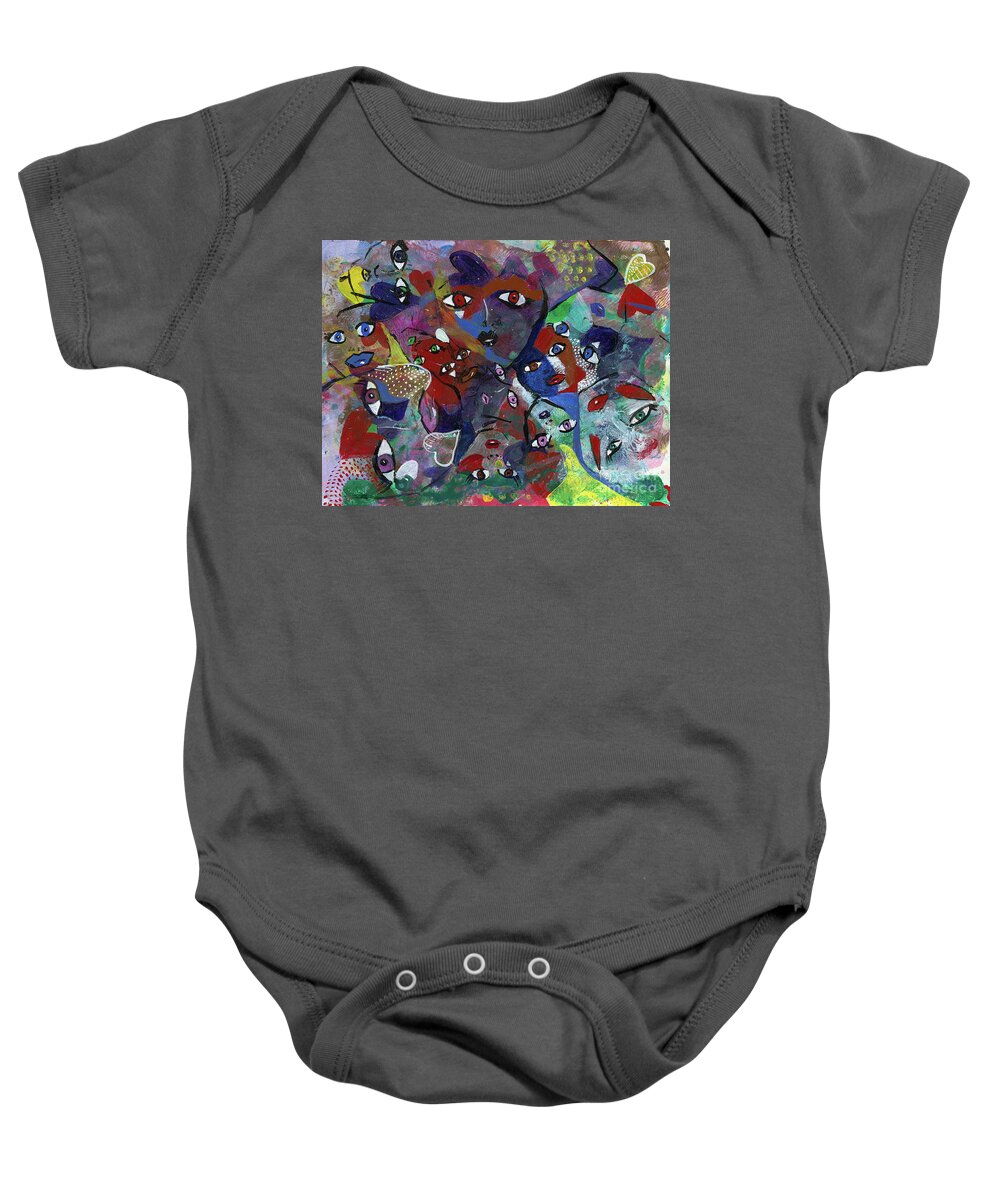 Eyes Baby Onesie featuring the painting Eyes Have It by Tessa Evette