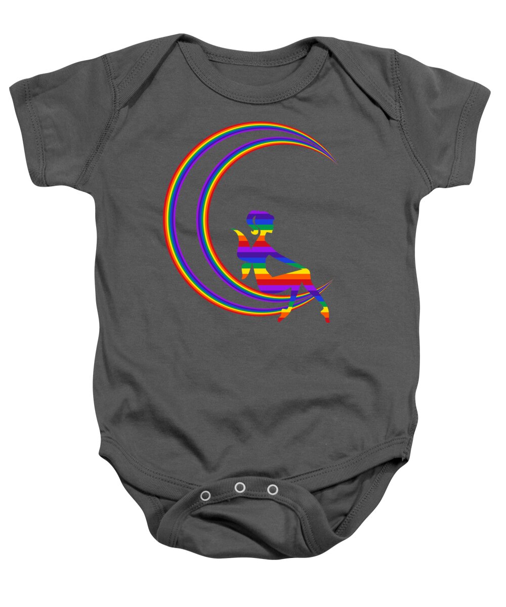 Children Baby Onesie featuring the mixed media Fairy on a Crescent Moon by Nancy Ayanna Wyatt