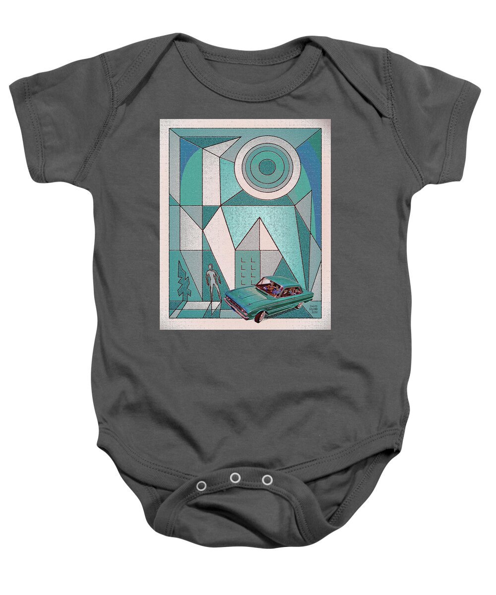 Falconer Baby Onesie featuring the digital art Falconer / Turquoise Falcon by David Squibb