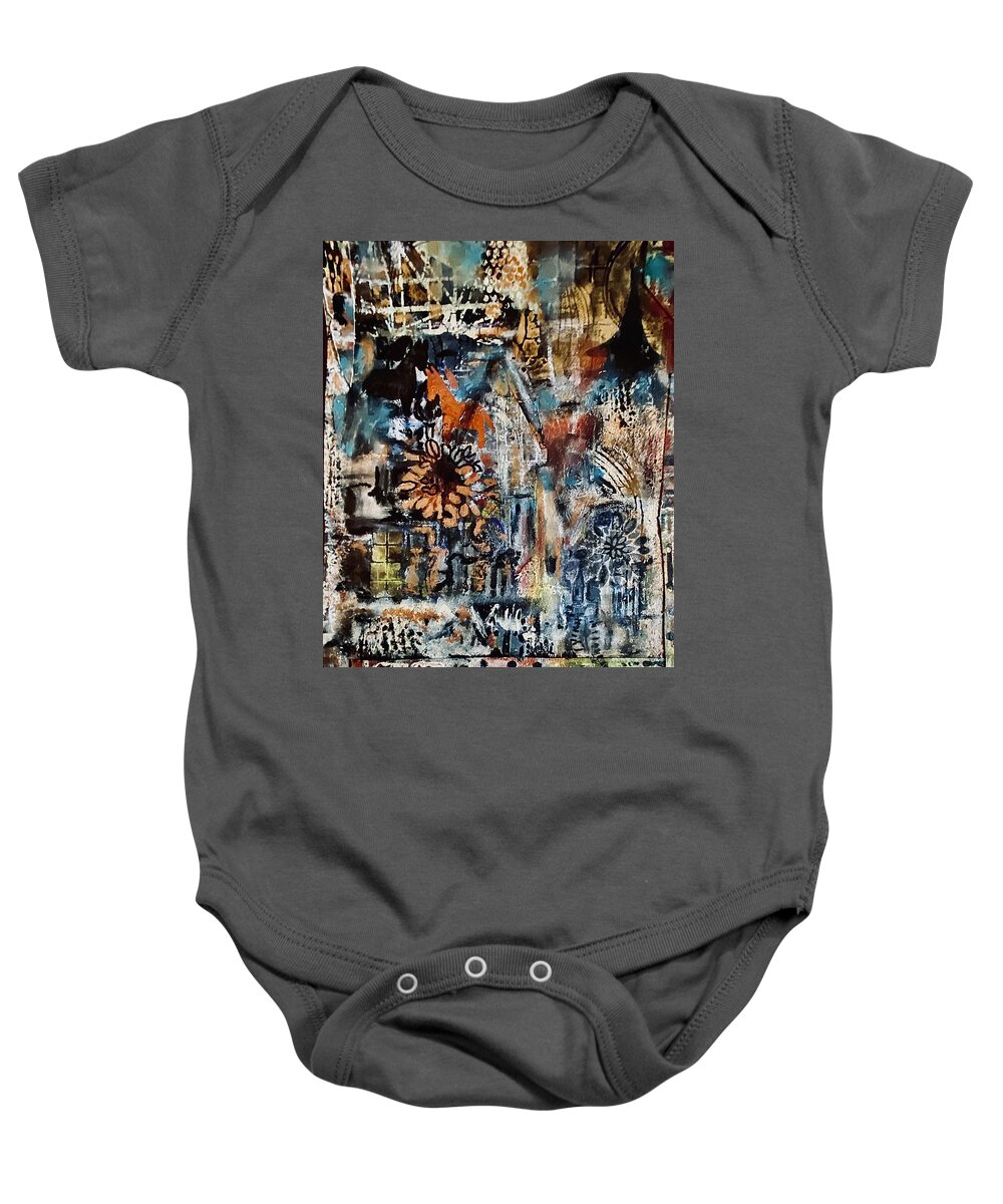 #church Baby Onesie featuring the painting Fall Event by Tommy McDonell
