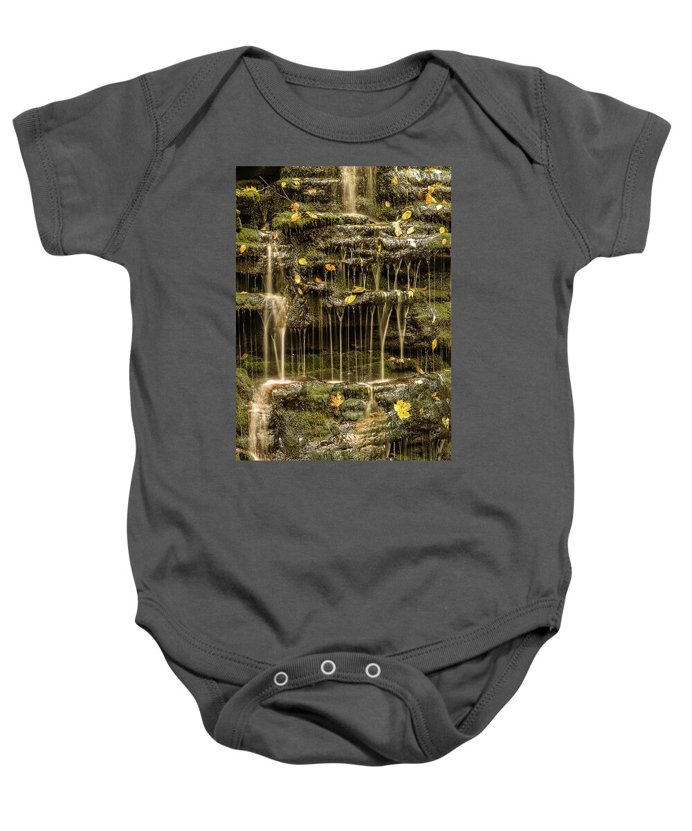 Ricketts Glen Baby Onesie featuring the photograph Falling leaves by Robert Miller