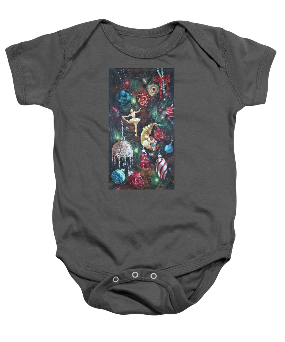 Christmas Ornaments Baby Onesie featuring the painting Favorite Things by Tom Shropshire