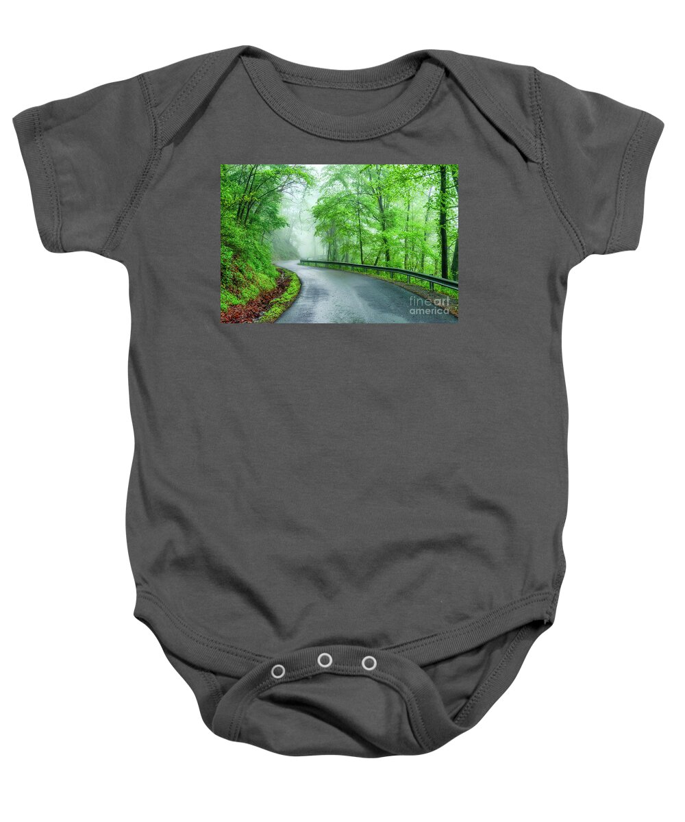 New River Baby Onesie featuring the photograph Fayette Station Road Spring Green by Thomas R Fletcher