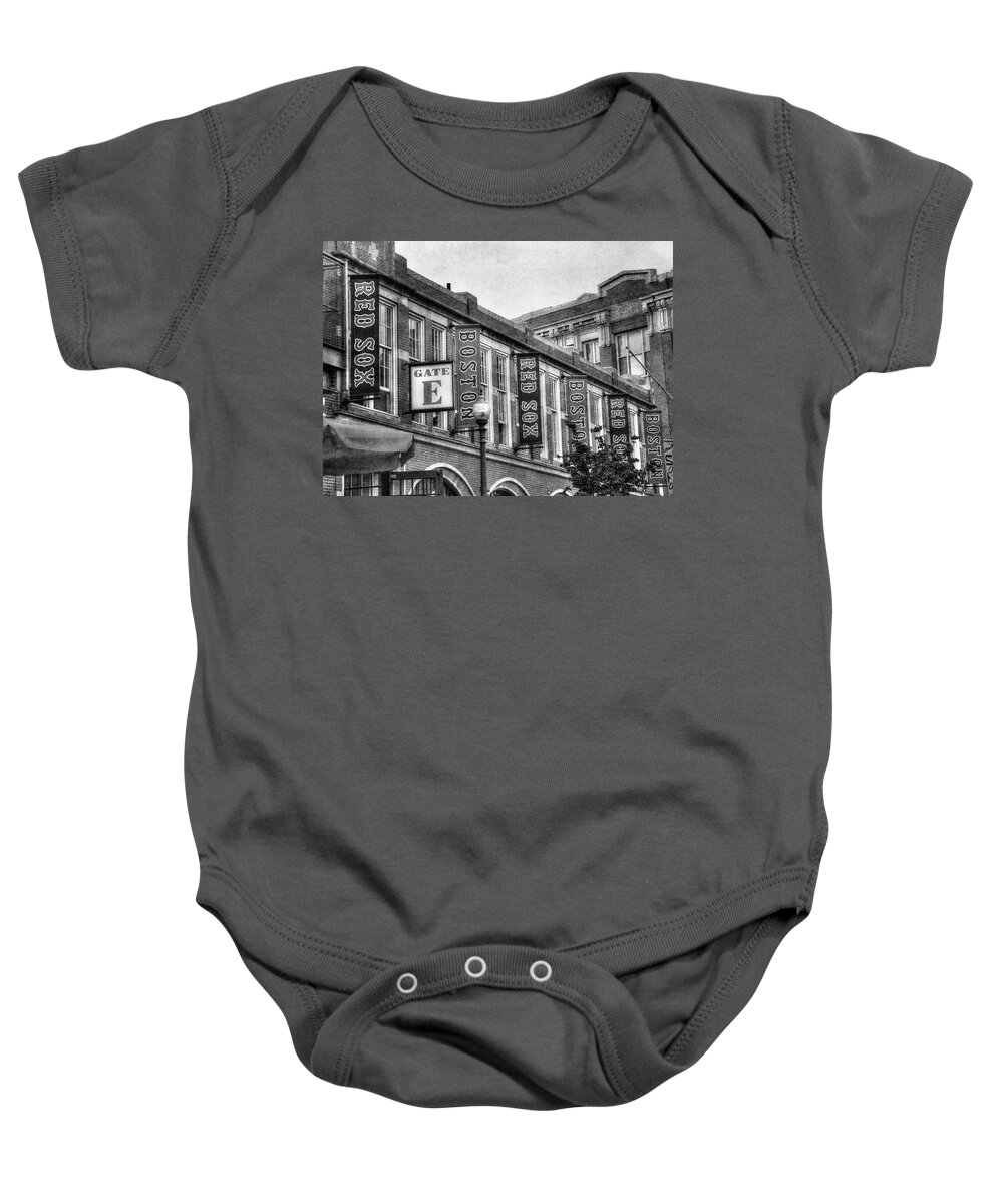 Boston Baby Onesie featuring the photograph Fenway Park in Black and White by Joann Vitali