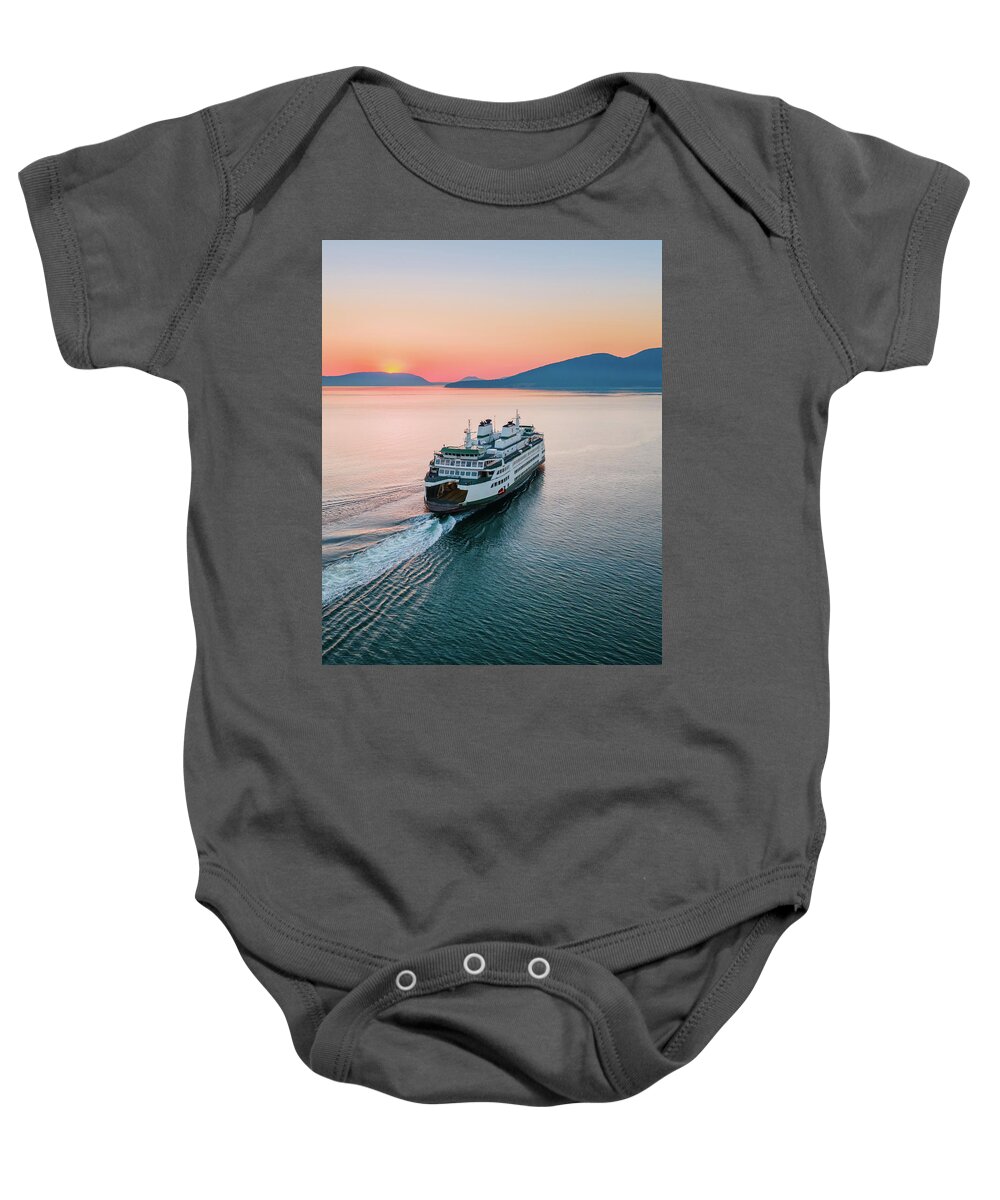 Sunset Baby Onesie featuring the photograph Ferry Sunset by Michael Rauwolf
