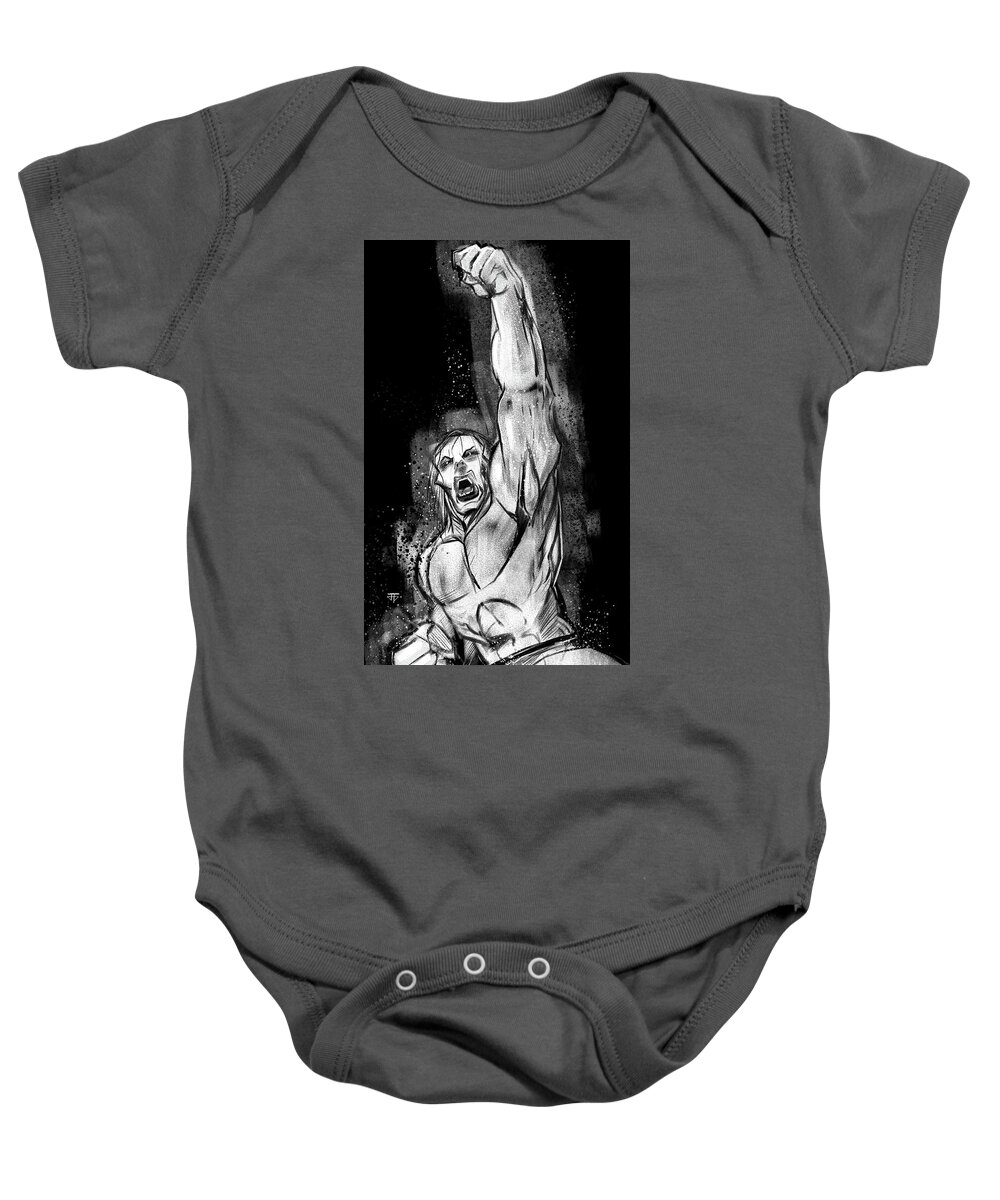 Fighting Spirit Baby Onesie featuring the painting Fighting Spirit by John Gholson
