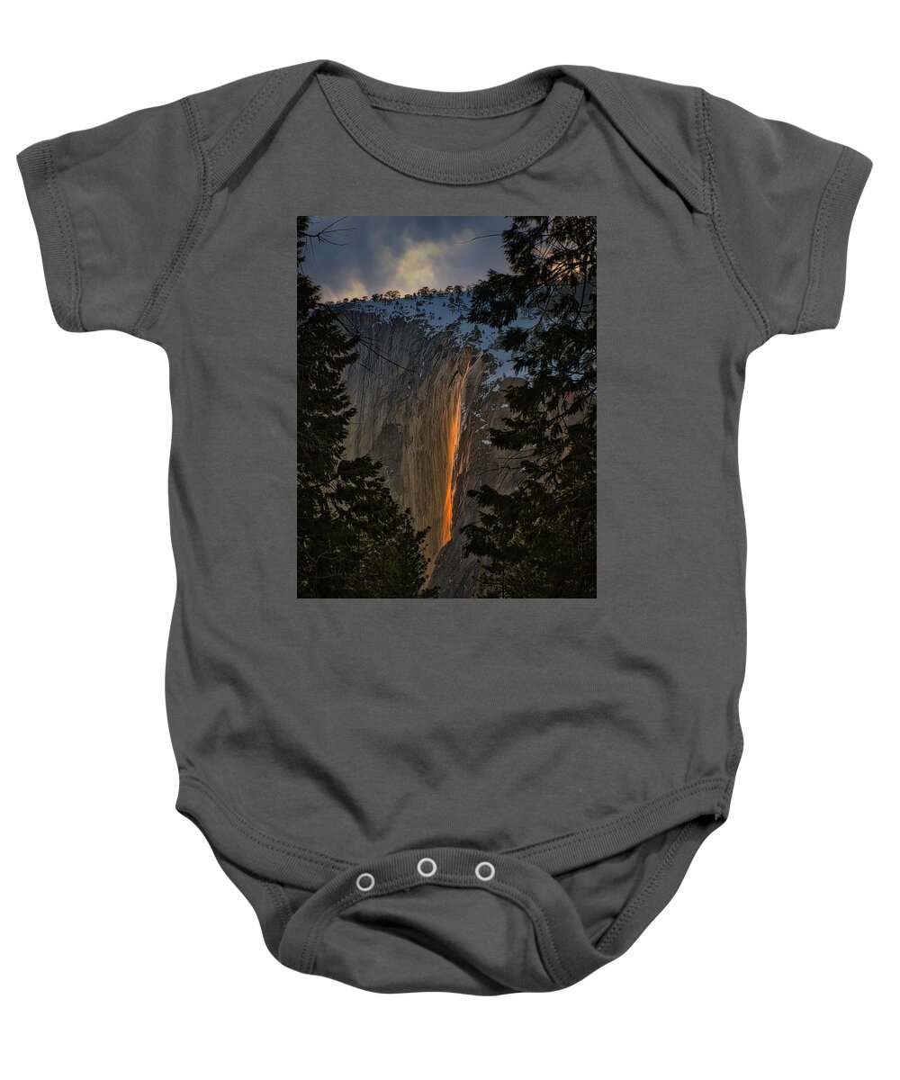 Landscape Baby Onesie featuring the photograph Fire Fall Between by Romeo Victor