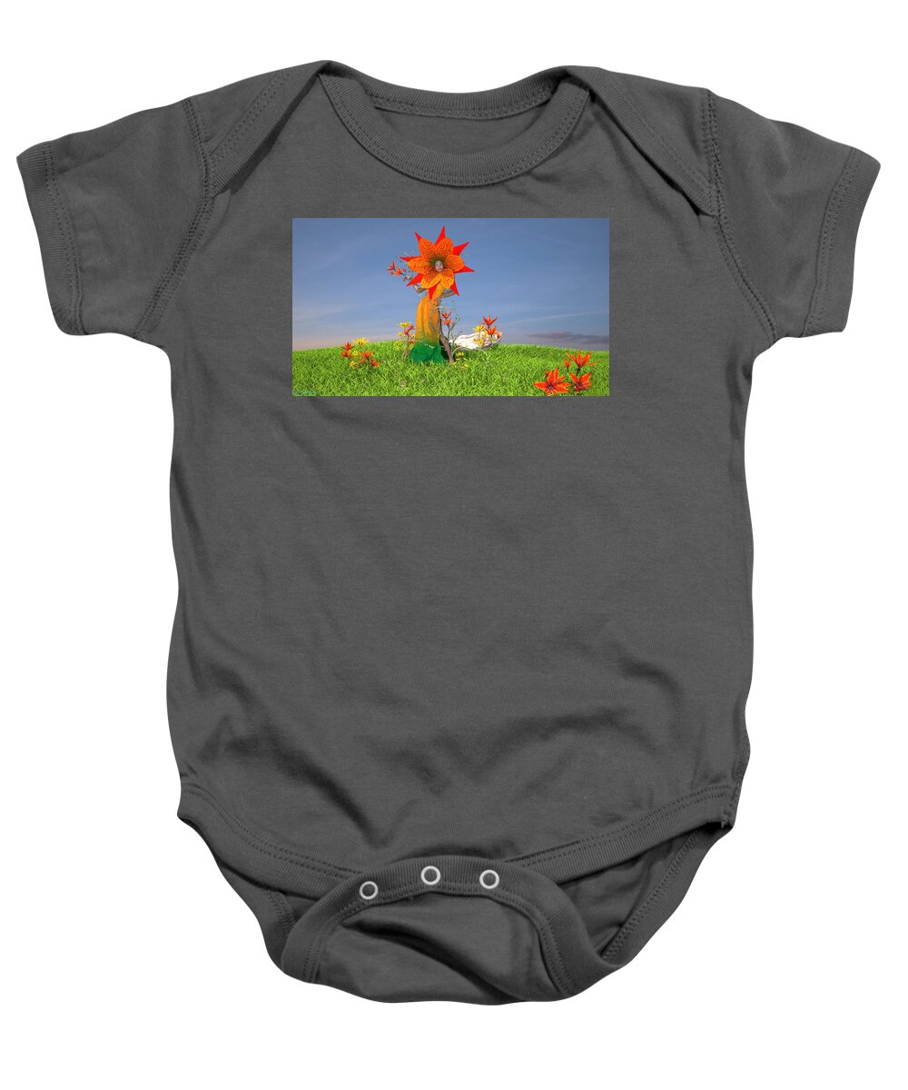 Women Baby Onesie featuring the digital art Fire Lily by Williem McWhorter