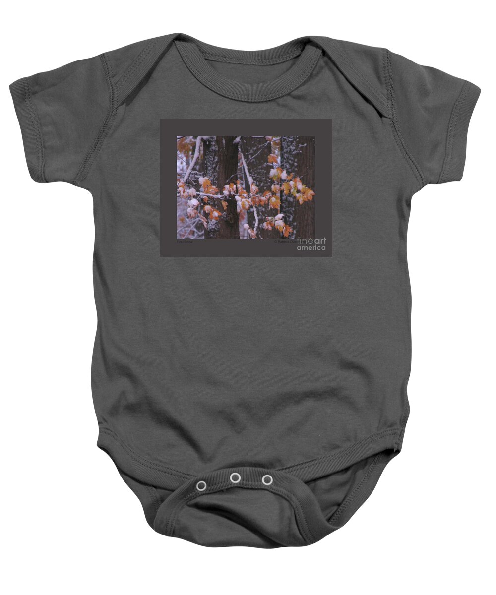 Snow Baby Onesie featuring the photograph First Snow by Patricia Overmoyer