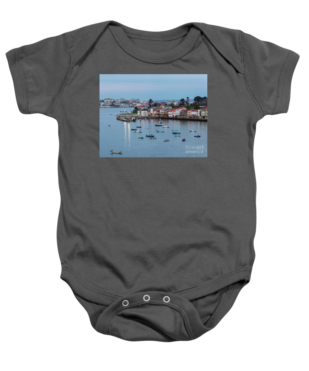 Travel Baby Onesie featuring the photograph Fishing Town of Mugardos with Ferrol in the Background La Coruna Galicia by Pablo Avanzini