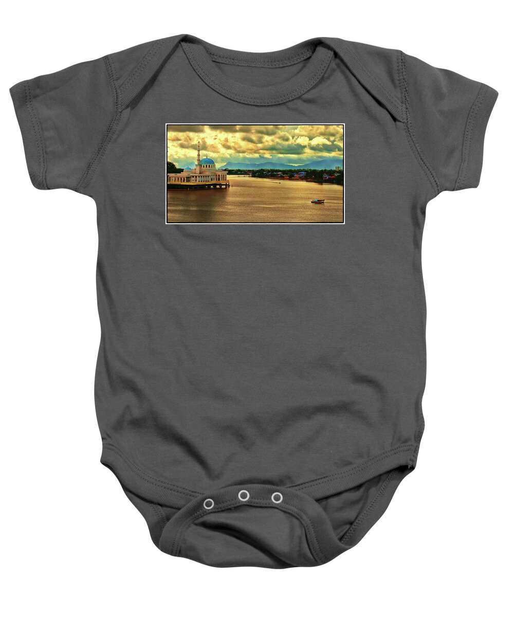 Mosque Baby Onesie featuring the photograph Floating mosque by Robert Bociaga